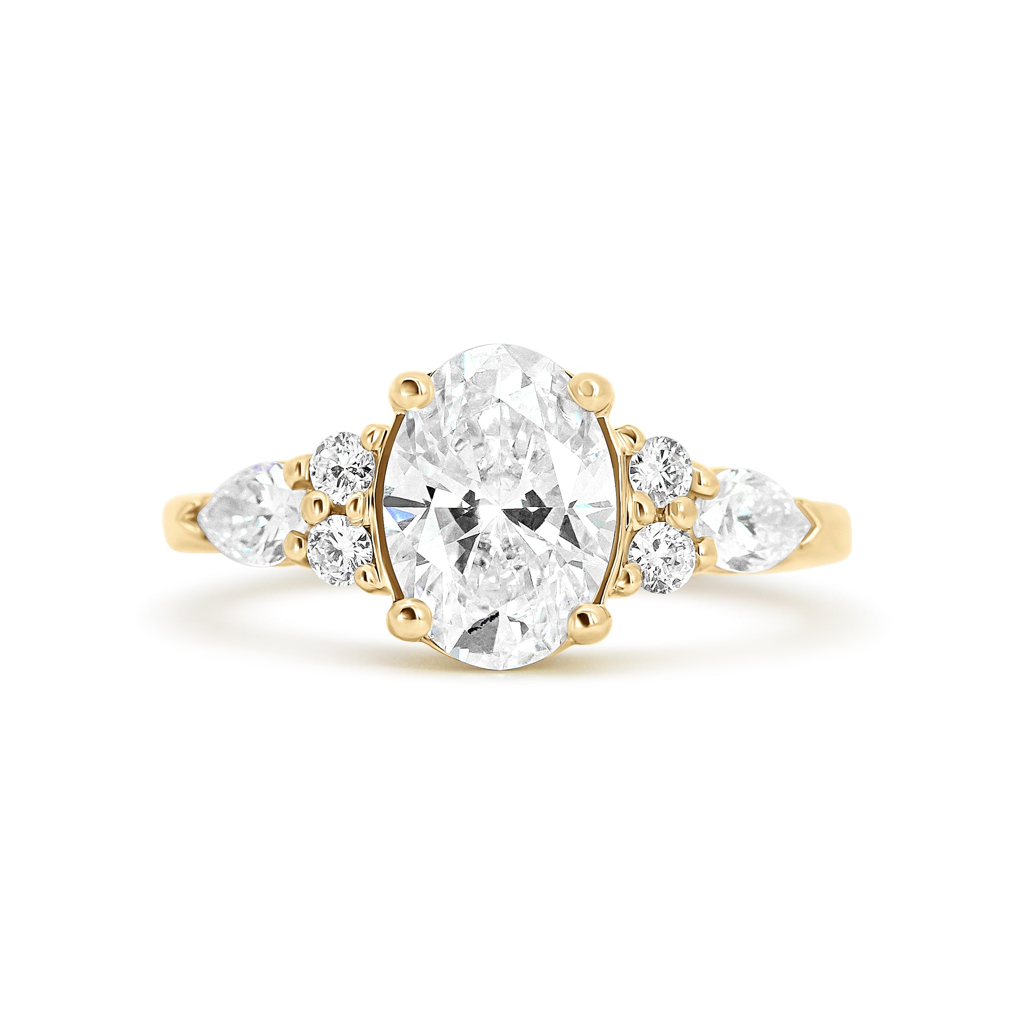 14K Oval Cut 1.51CT Lab Grown Diamond Three Stone Enagement Ring