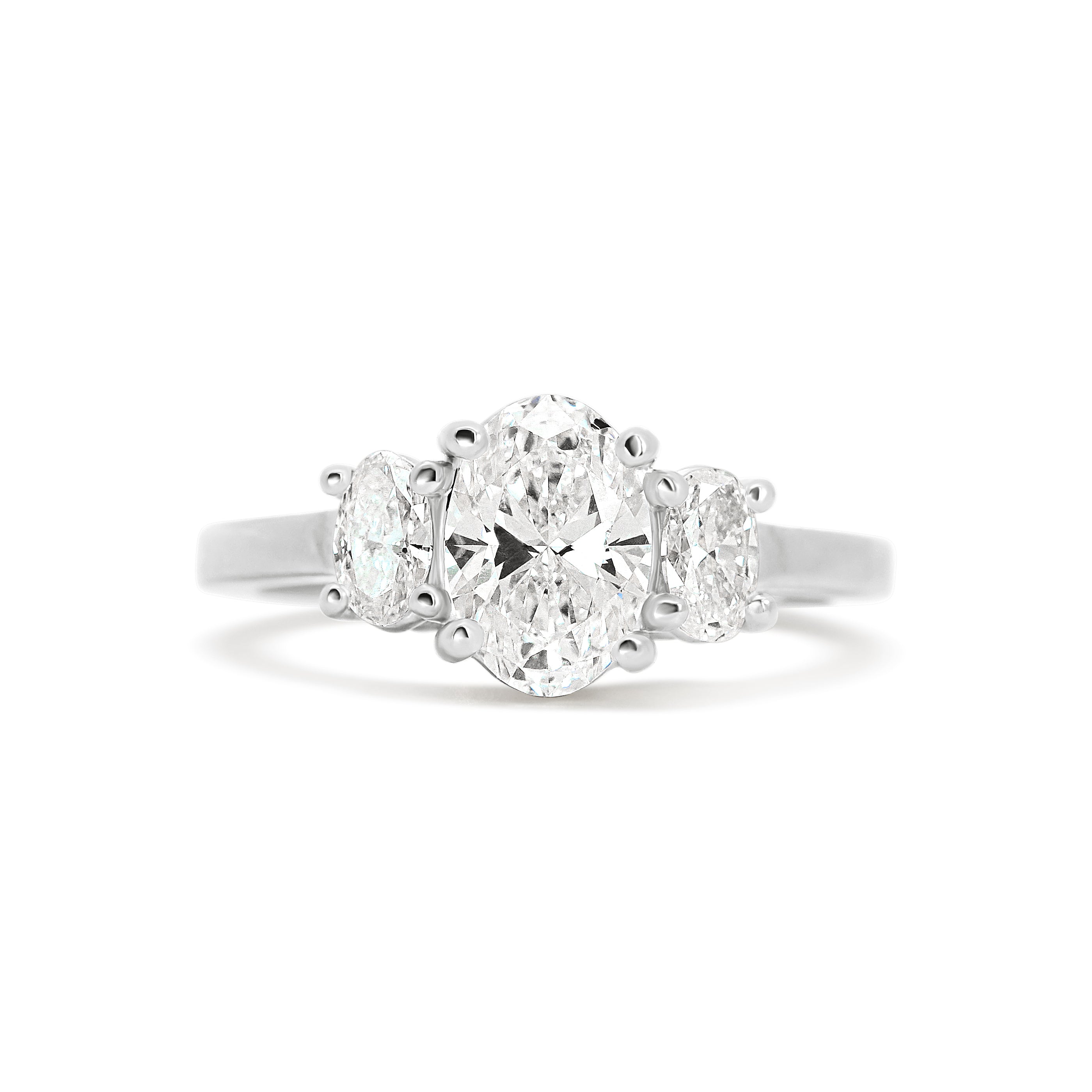 14K CZC Oval Three Stone Lab Grown Diamond Semi-Mount Engagement Ring