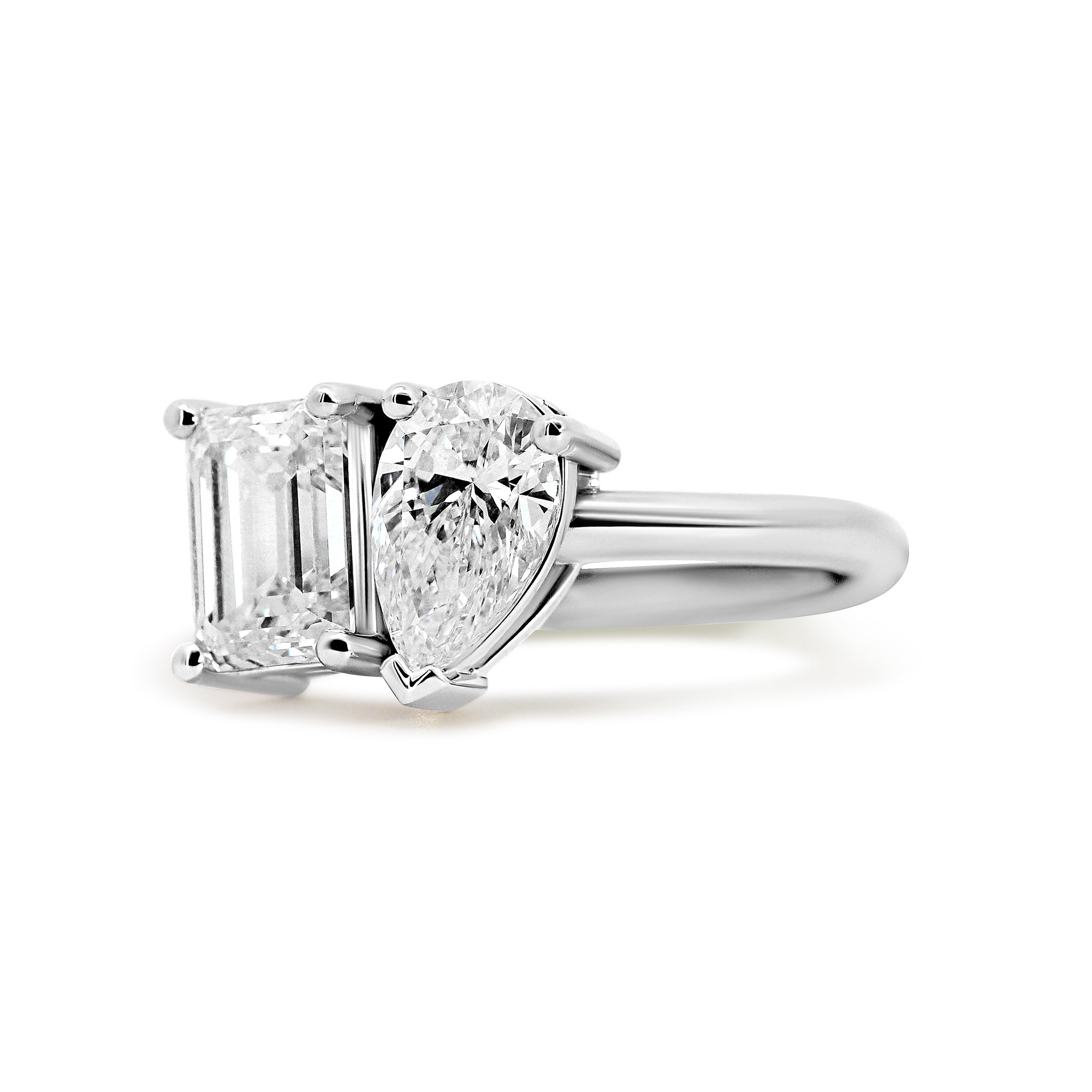 14K White Gold Toi et Moi Lab Grown Diamond Right Hand Ring