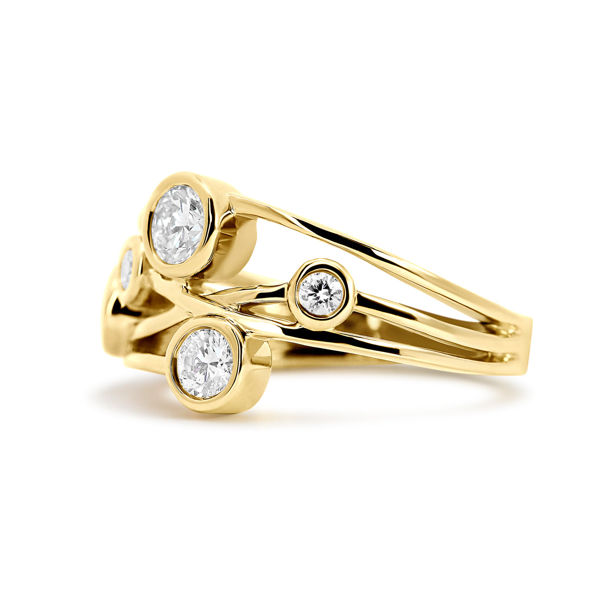 14K Yellow Gold Bezel Set Lab Diamond Right Hand Ring