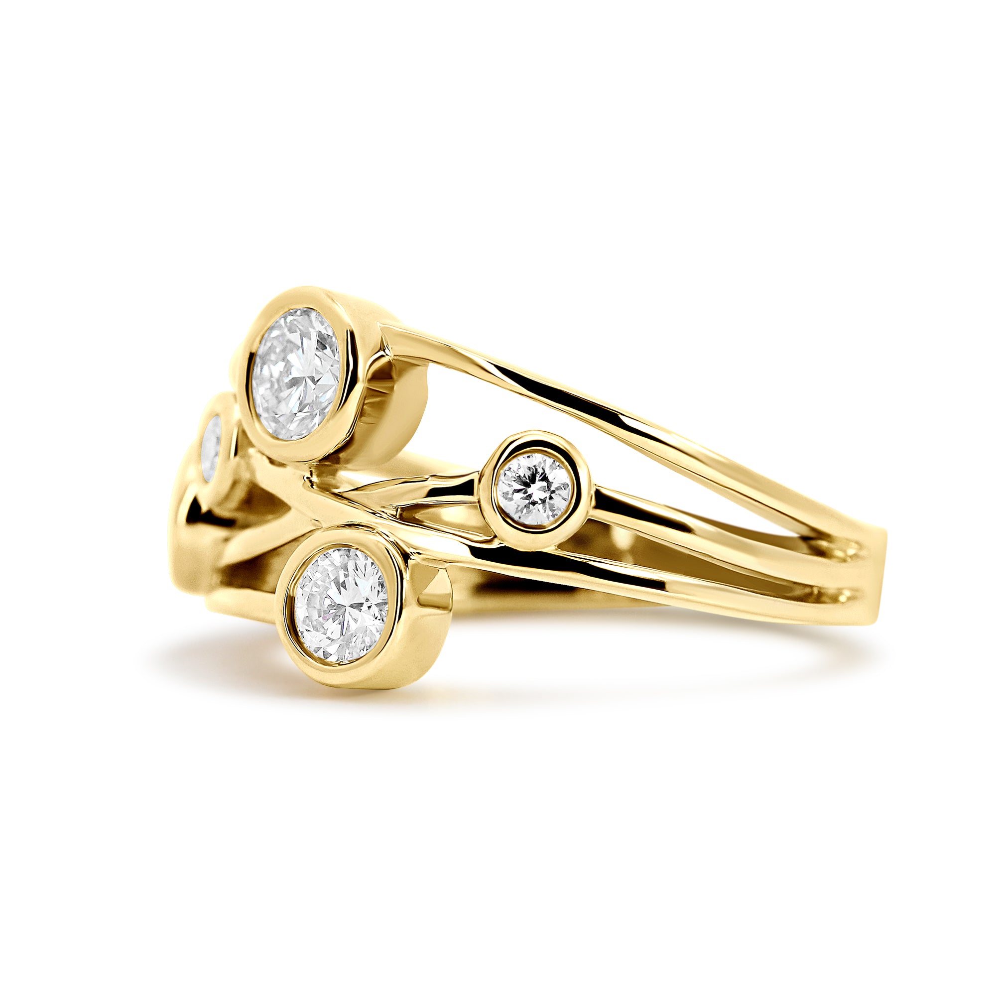 14K Yellow Gold Bezel Set Lab Diamond Right Hand Ring
