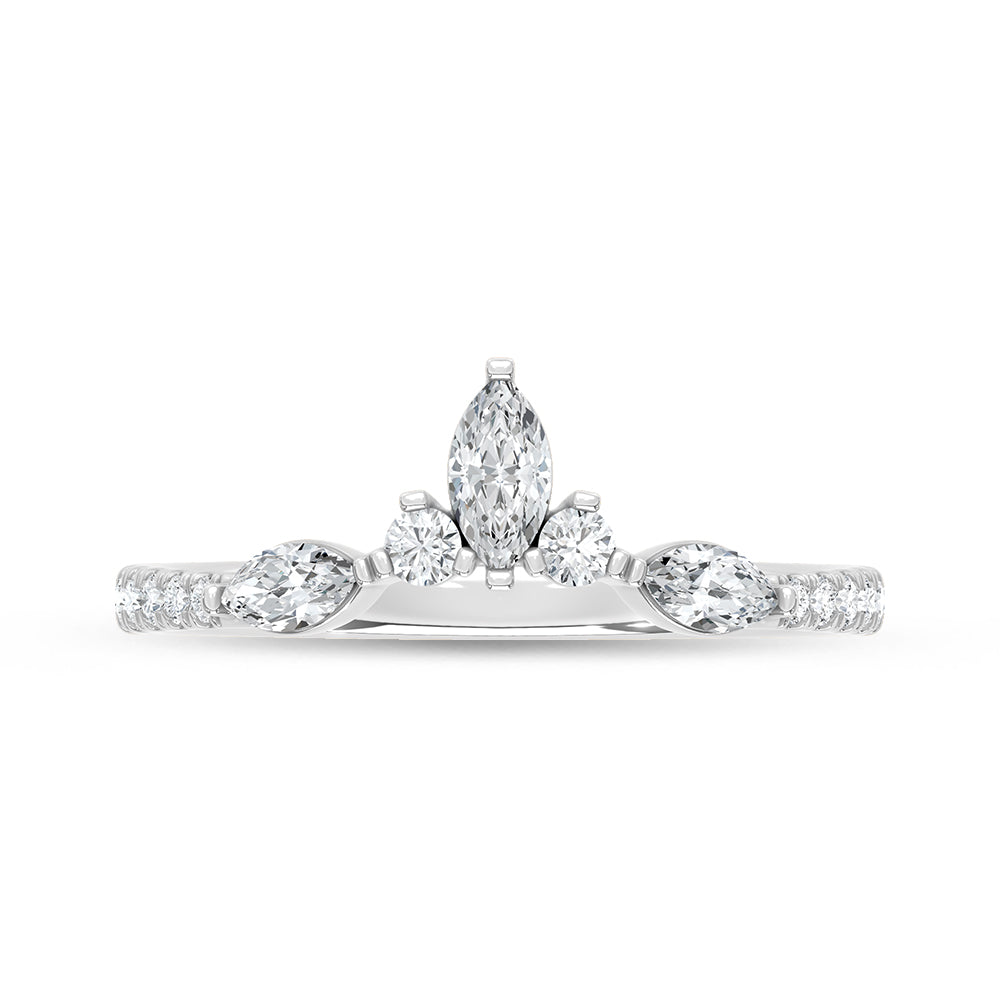 14K Lab Diamond Curved Wedding Band