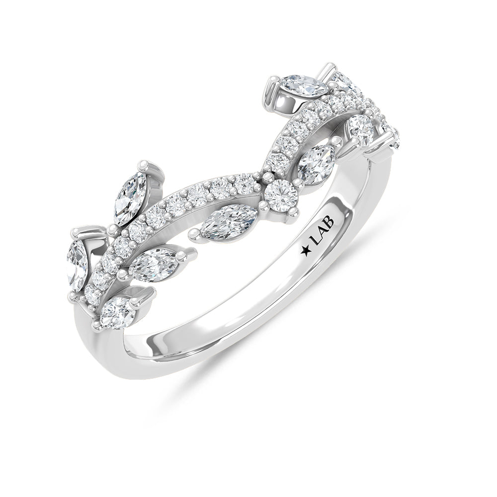 14K Lab Diamond Chevron Wedding Band