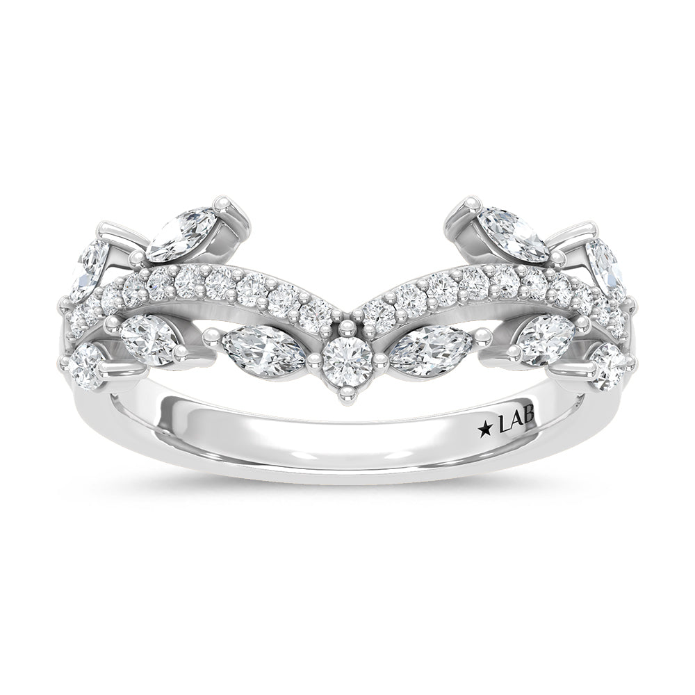 14K Lab Diamond Chevron Wedding Band