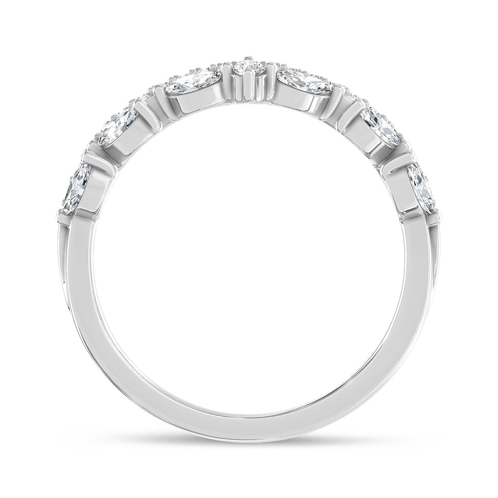 14K Lab Diamond Chevron Wedding Band