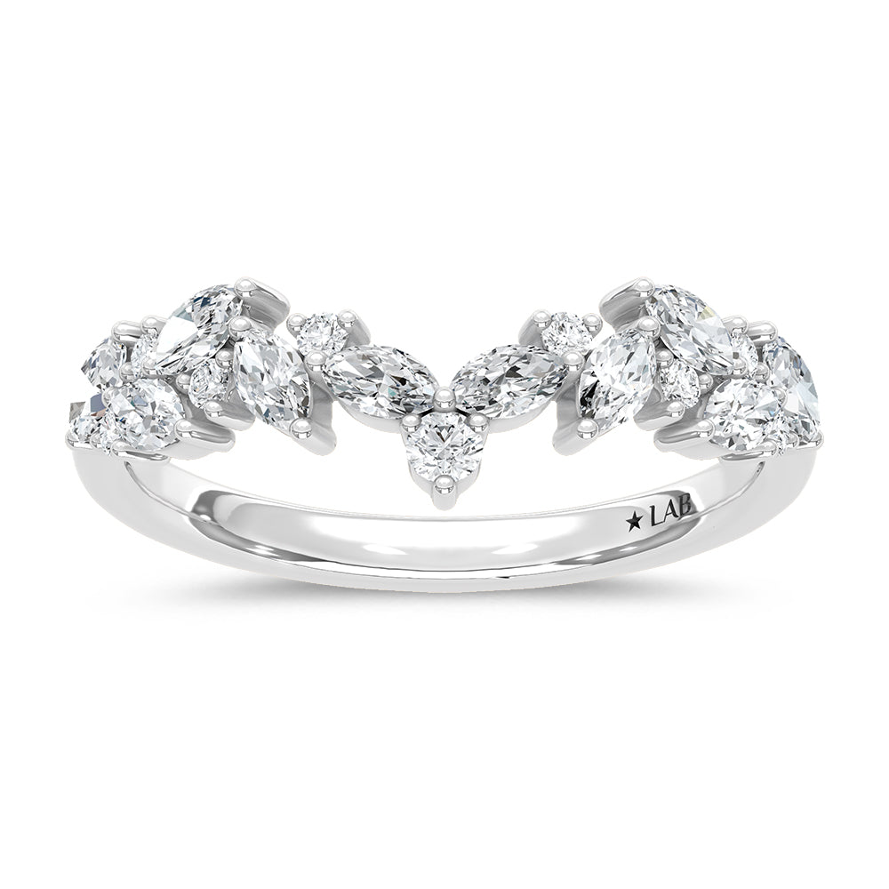 14K Lab Diamond Chevron Wedding Band