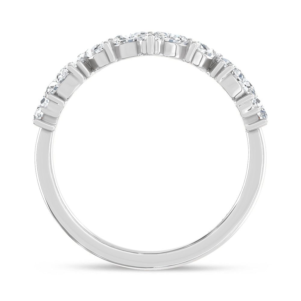 14K Lab Diamond Chevron Wedding Band