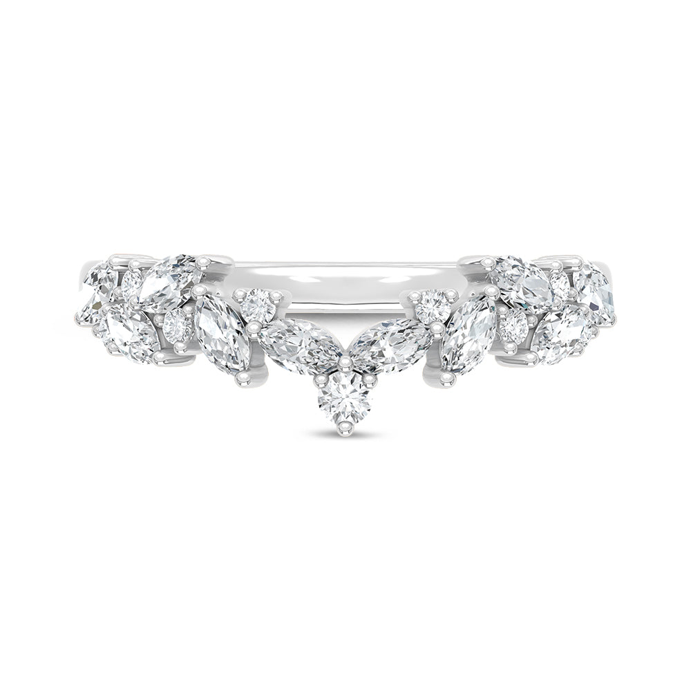 14K Lab Diamond Chevron Wedding Band