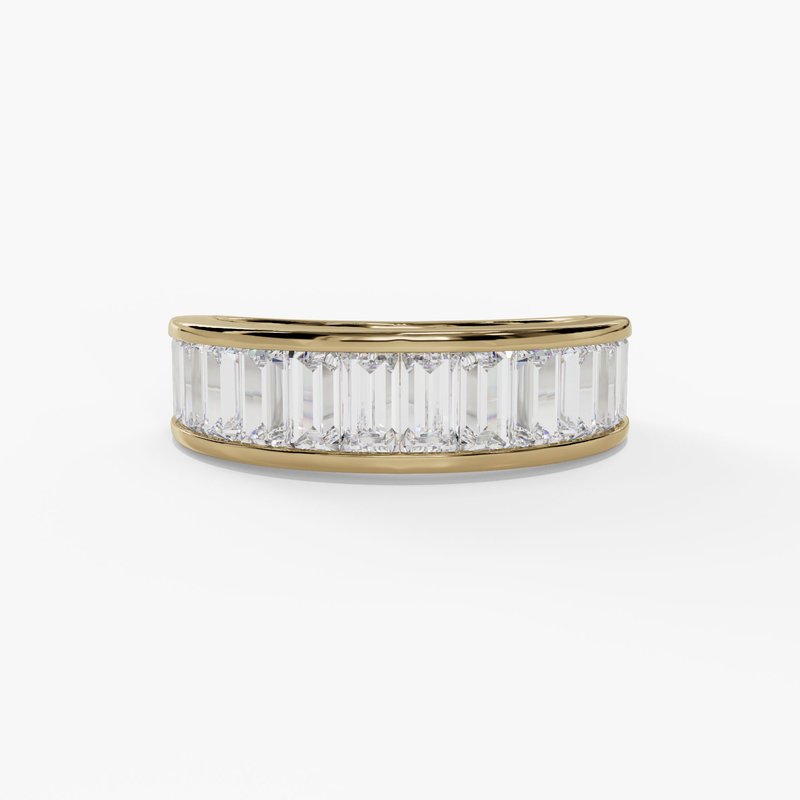 14 Karat Yellow Gold Baguette Diamond Wedding Band | Joe Kassab Jewelers