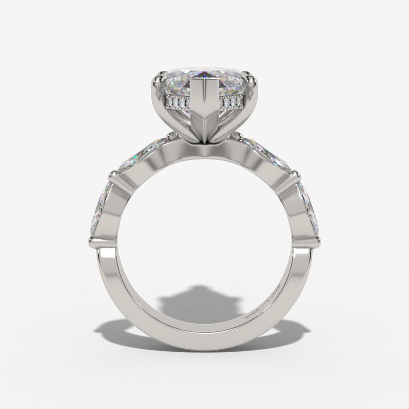 14 Karat White Gold Hidden Halo Engagement Ring | Joe Kassab Jewelers