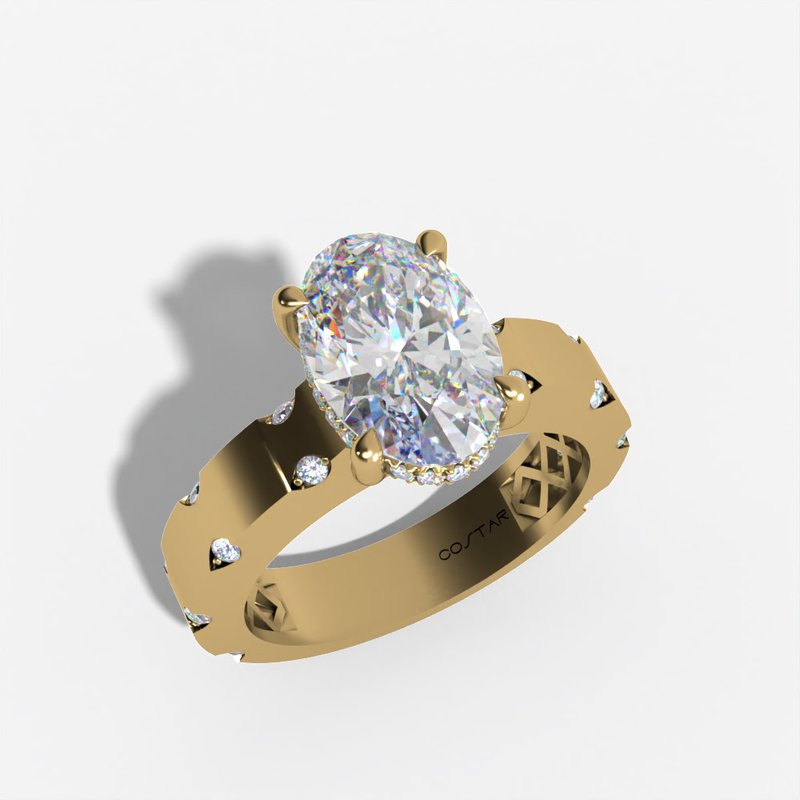 14 Karat Yellow Gold Hidden Halo Engagement Ring | Joe Kassab Jewelers