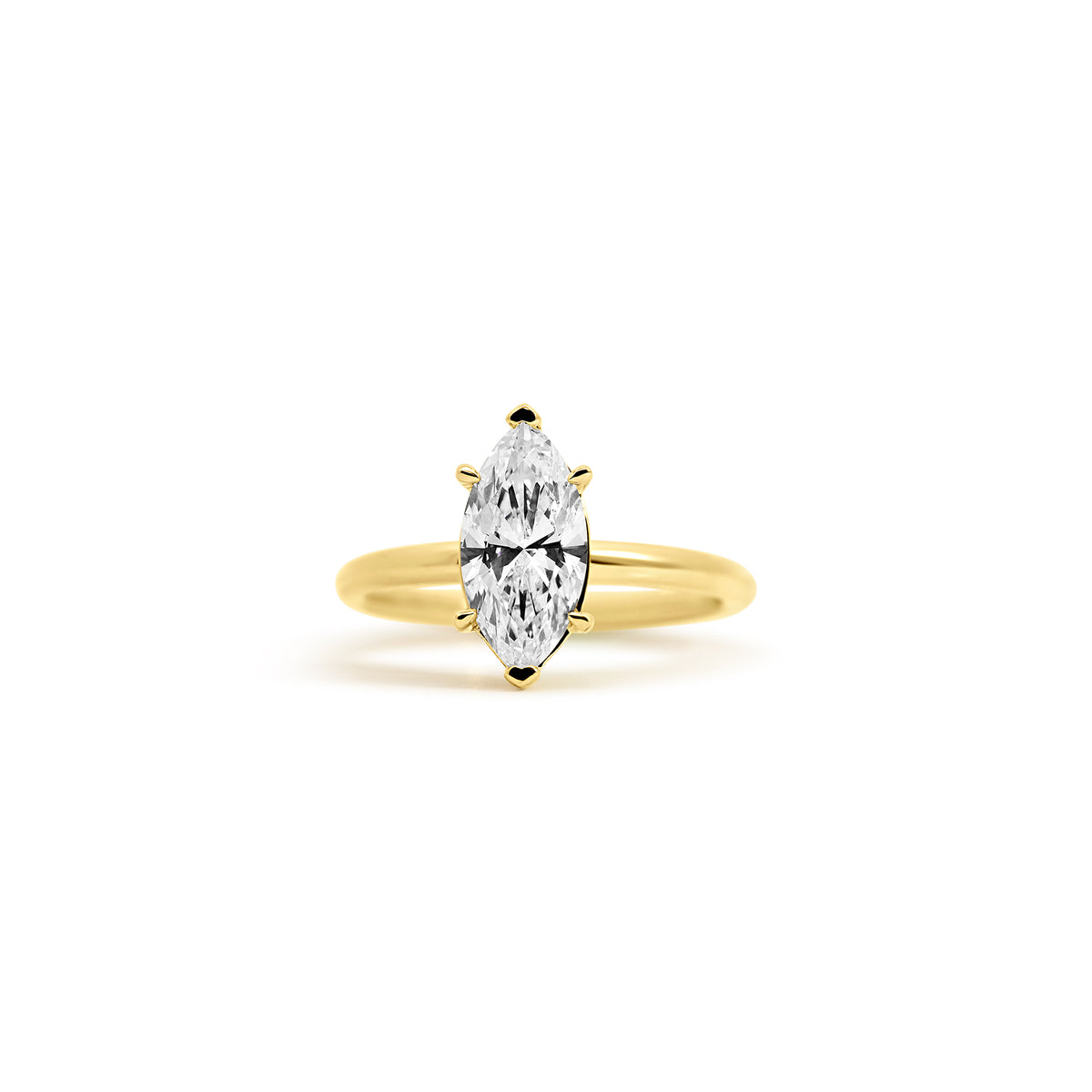 18K Yellow Gold Marquise Lab-Grown Diamond Hidden Halo Engagement Ring