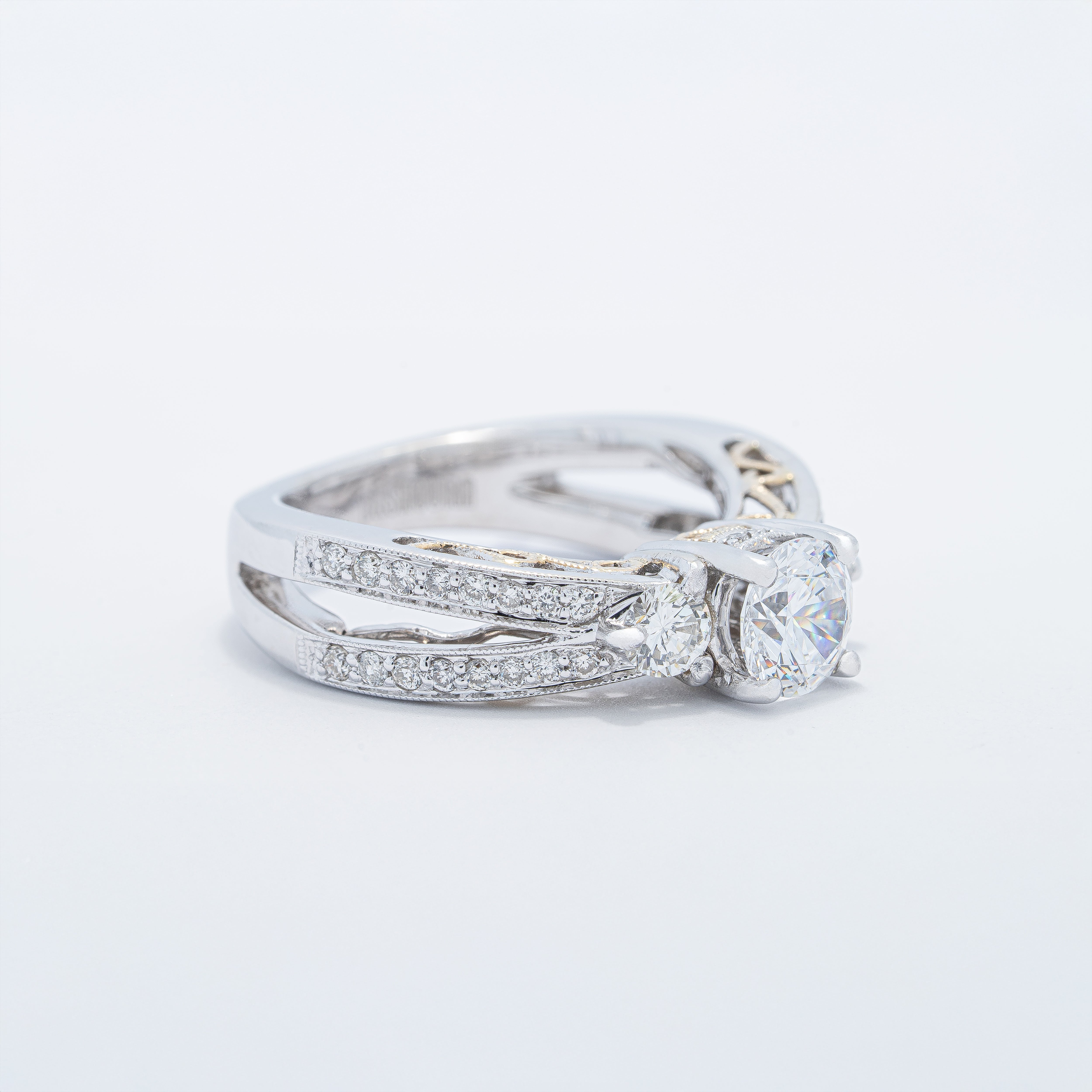Three Stone Vintage Engagement Ring