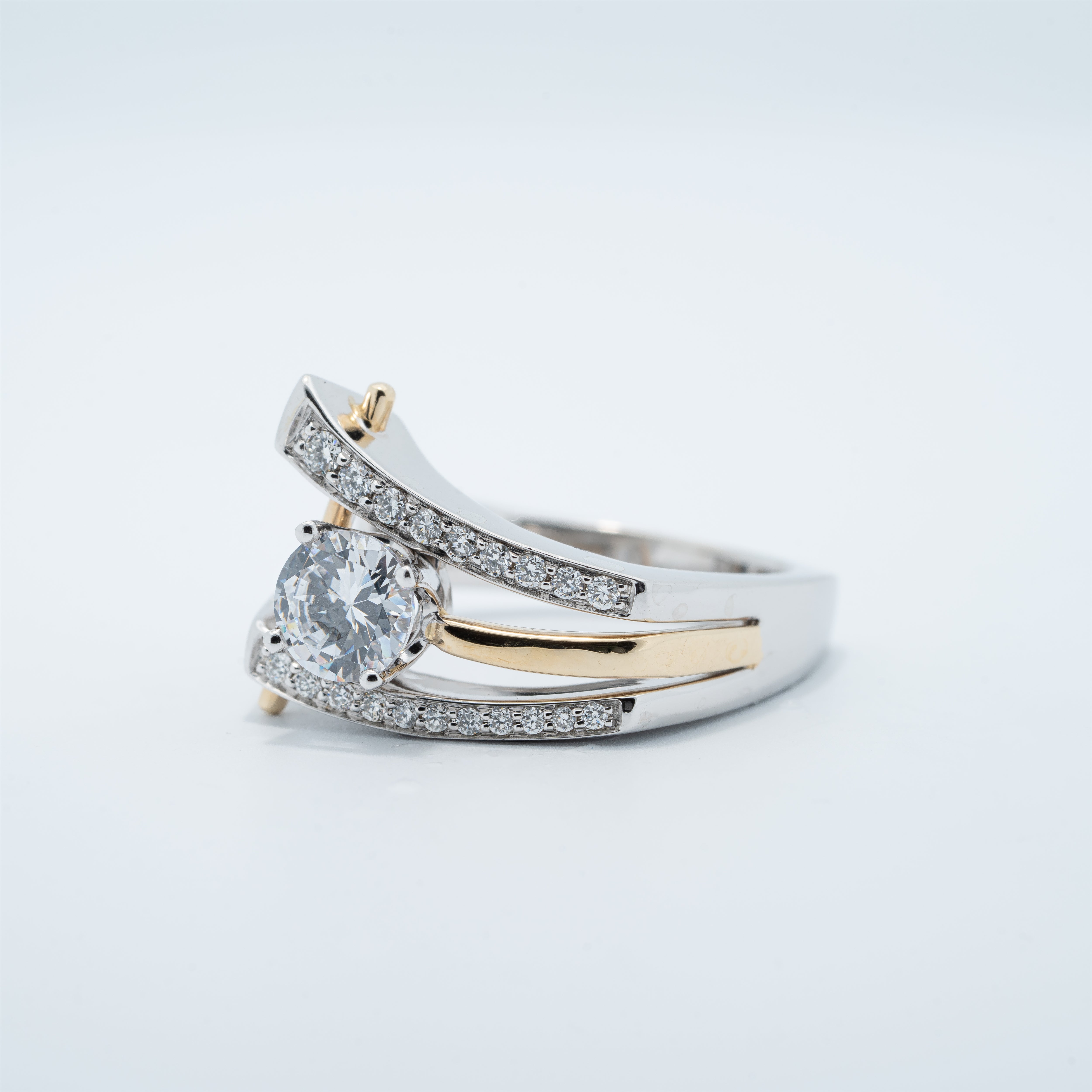 Modern 14 Karat Two-Tone Engagment Ring