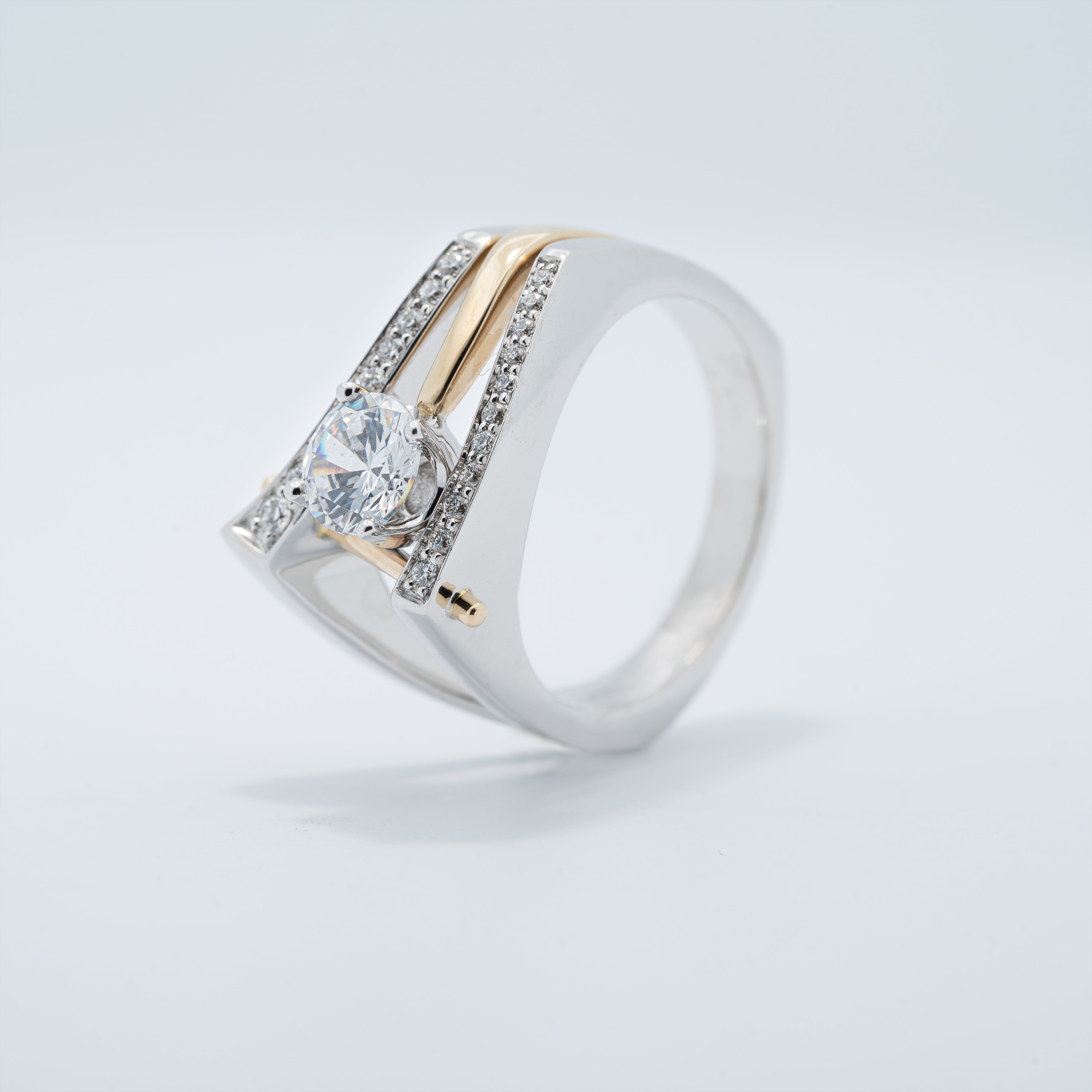 Modern 14 Karat Two-Tone Engagment Ring