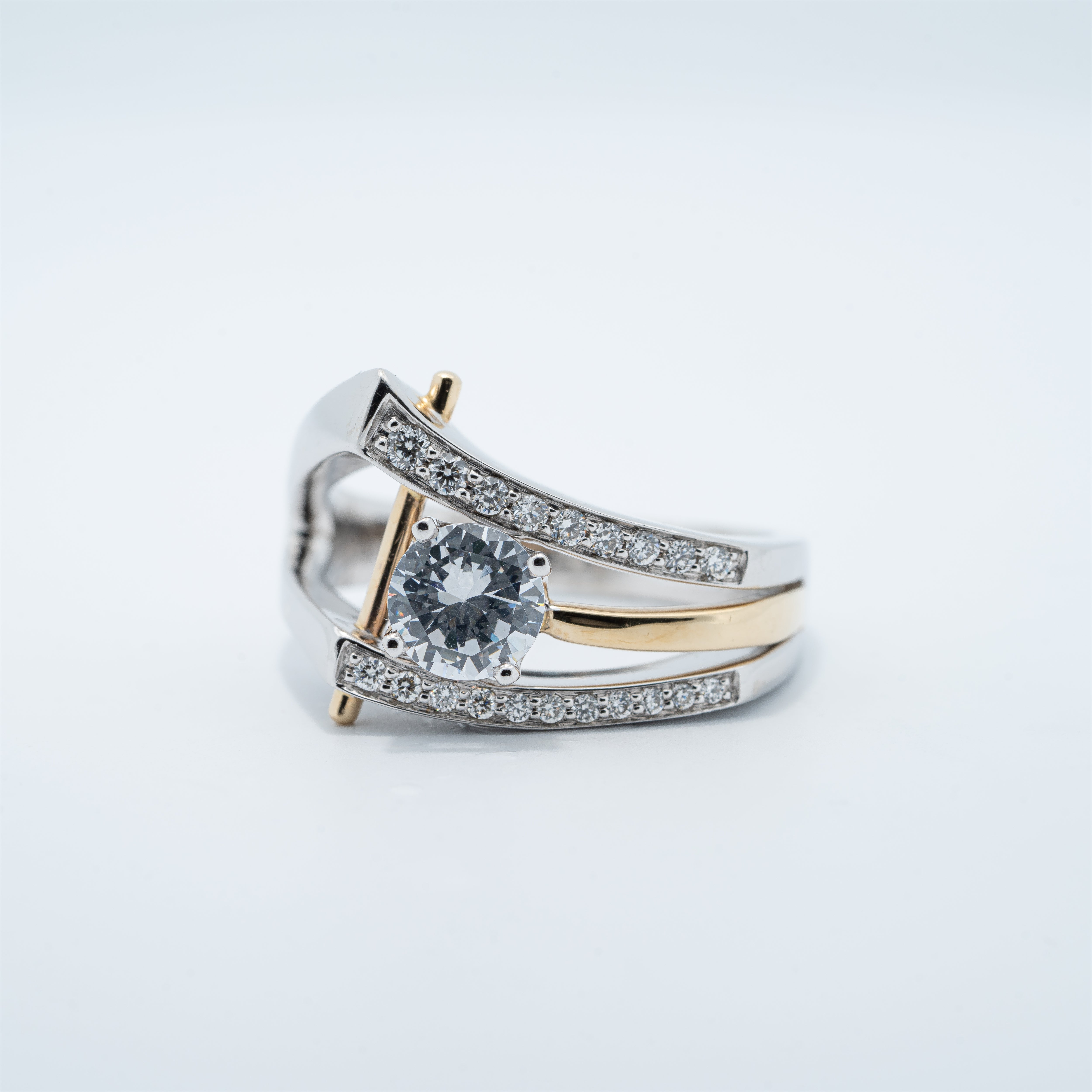 Modern 14 Karat Two-Tone Engagment Ring