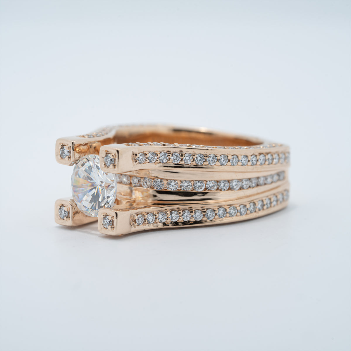 Modern Cathedral Style Engagement Ring