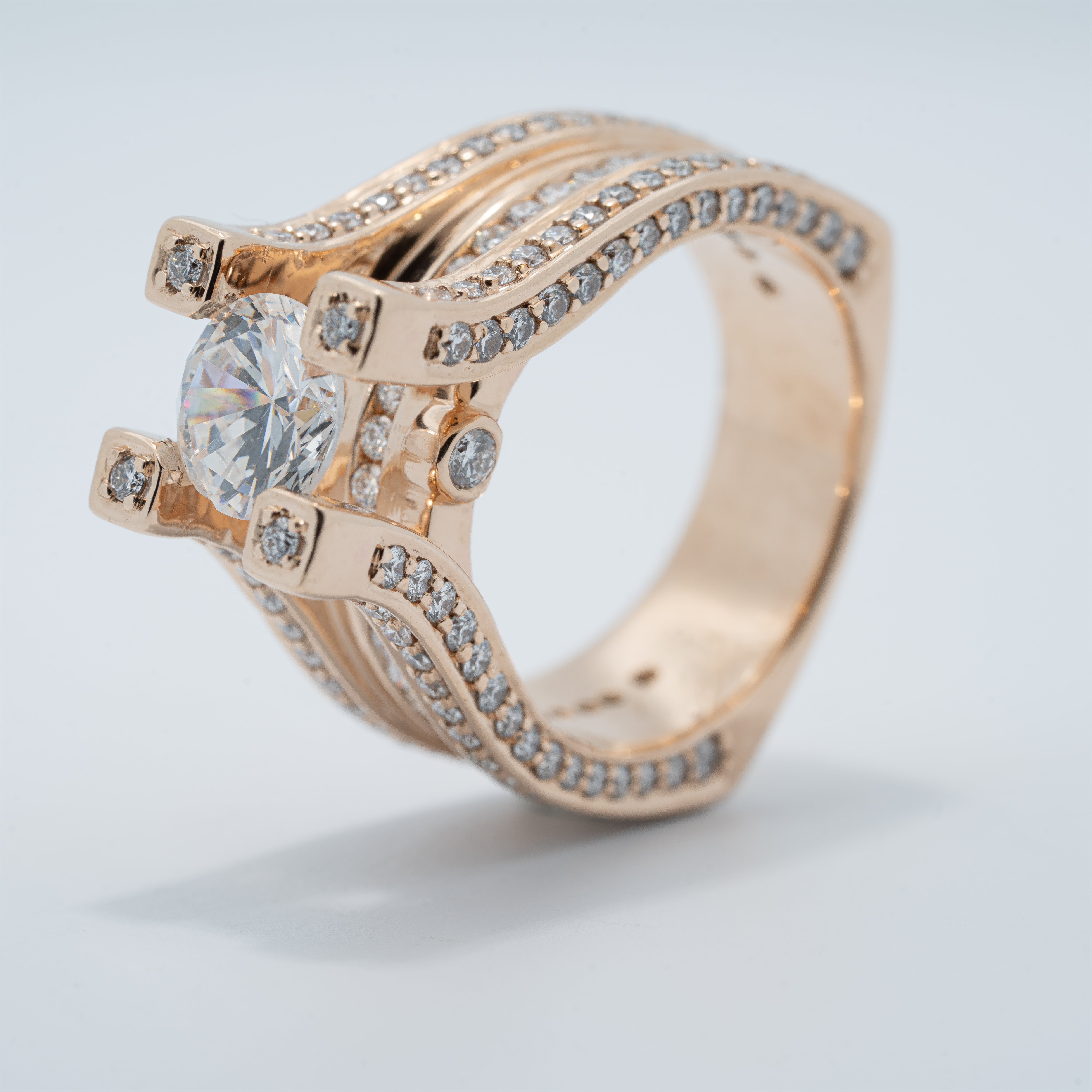 Modern Cathedral Style Engagement Ring