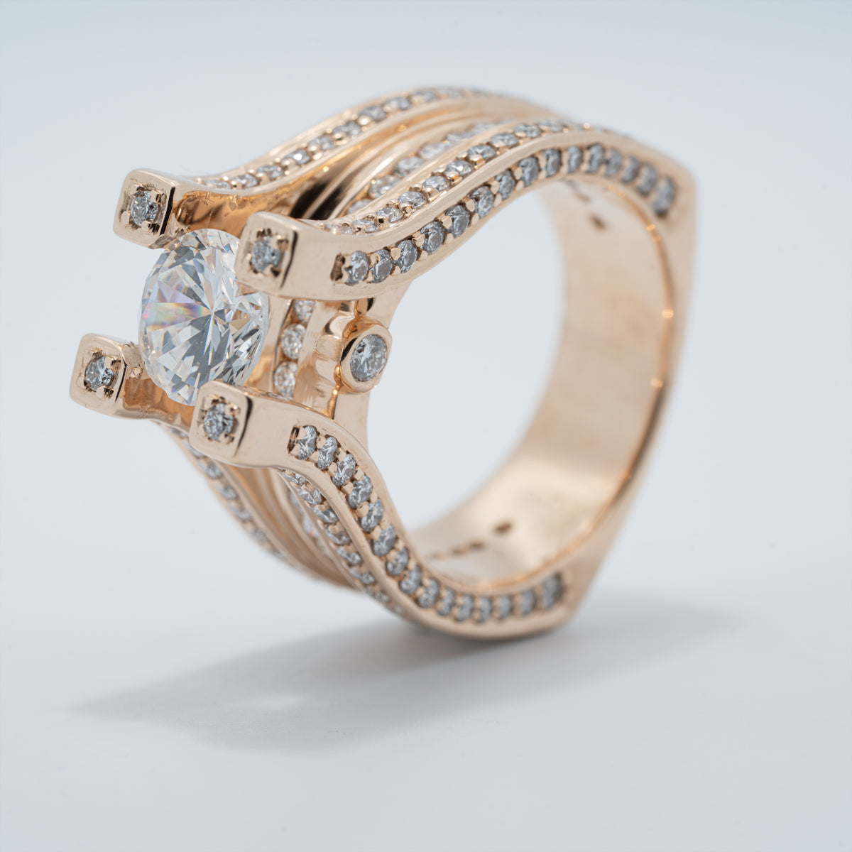 Modern Cathedral Style Engagement Ring
