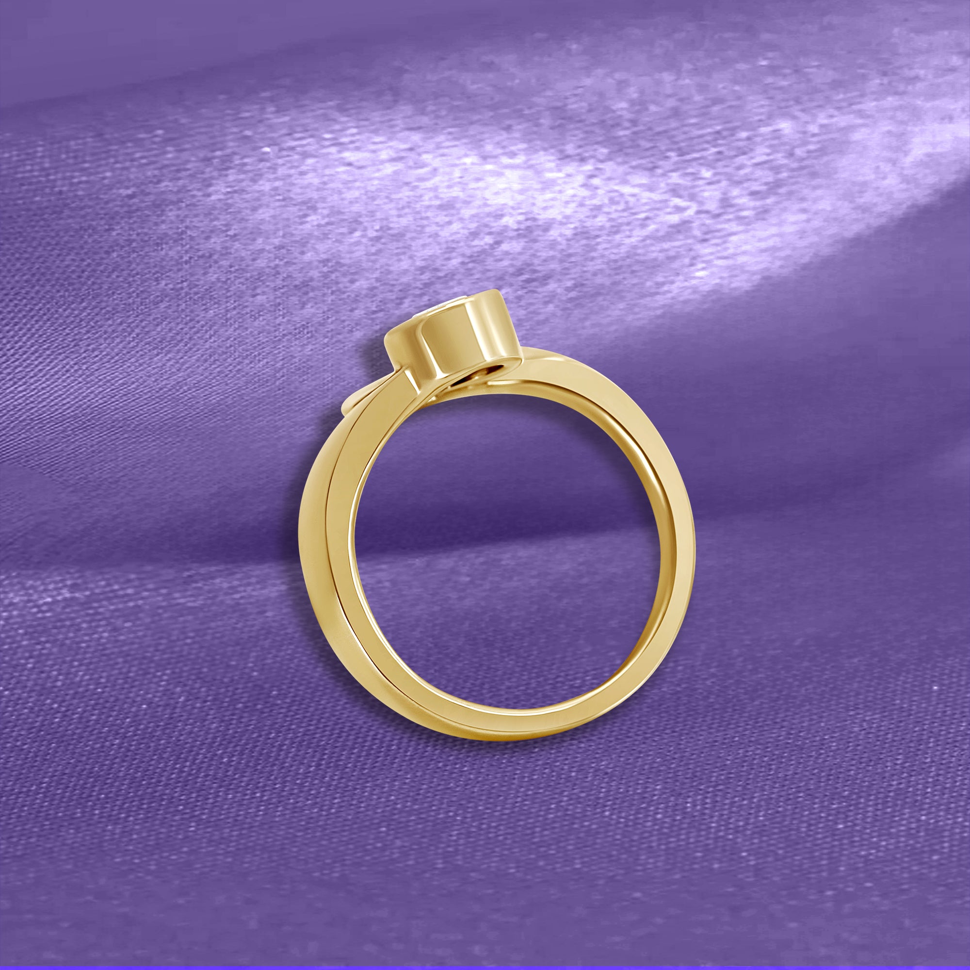 14K Free Form Bezel Solitaire Engagement Ring