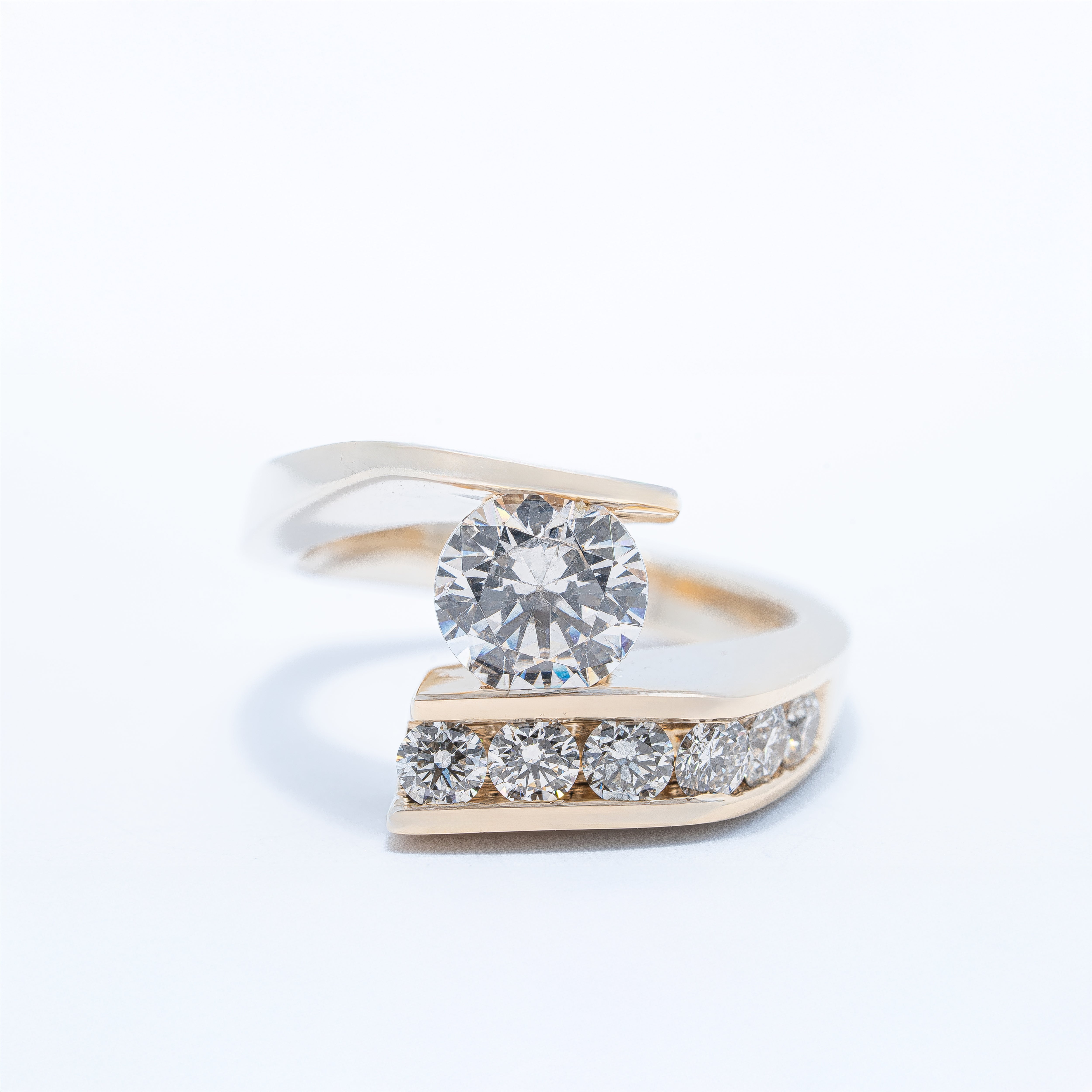 Modern By-pass Engagement Ring