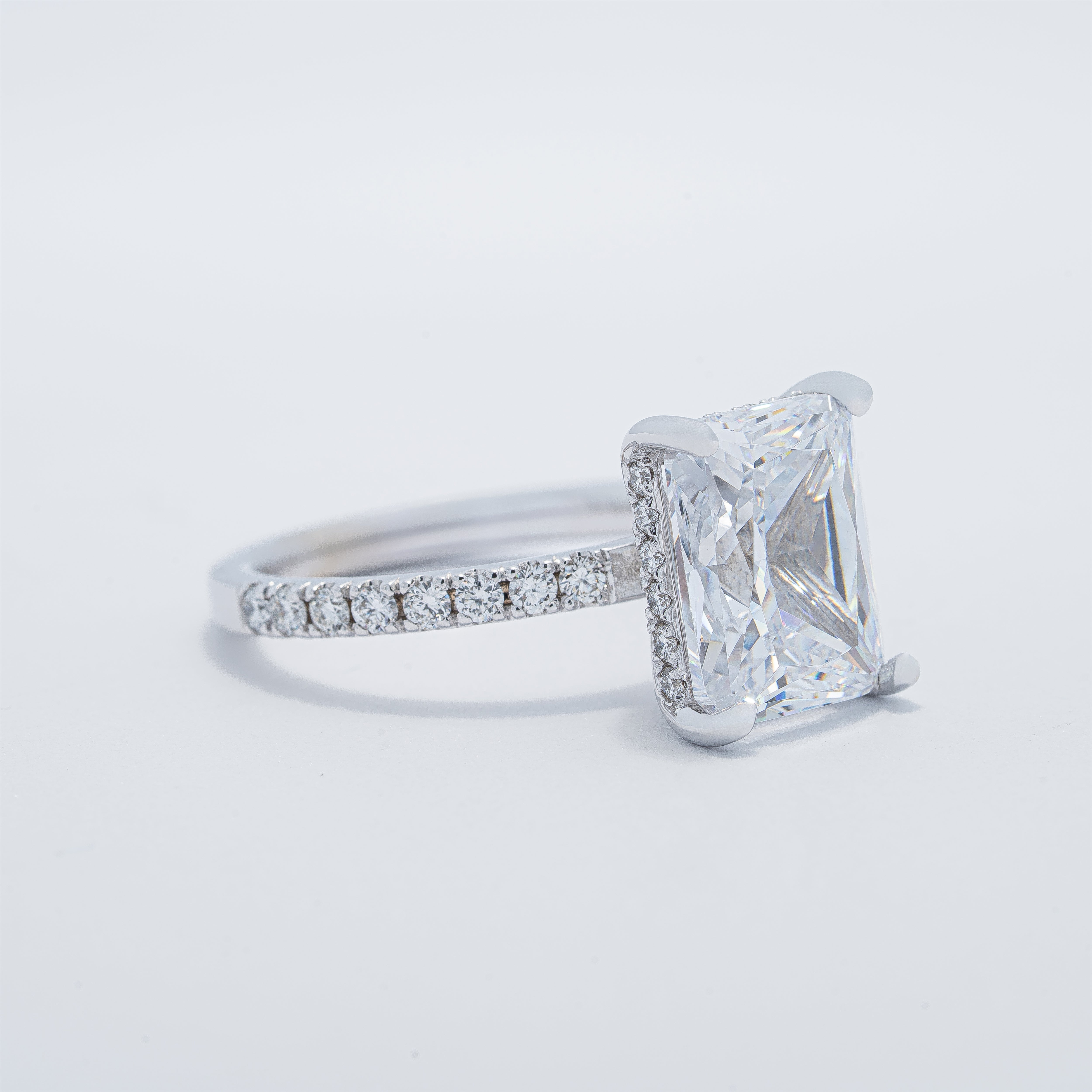 Radiant Hidden Halo Engagement Ring