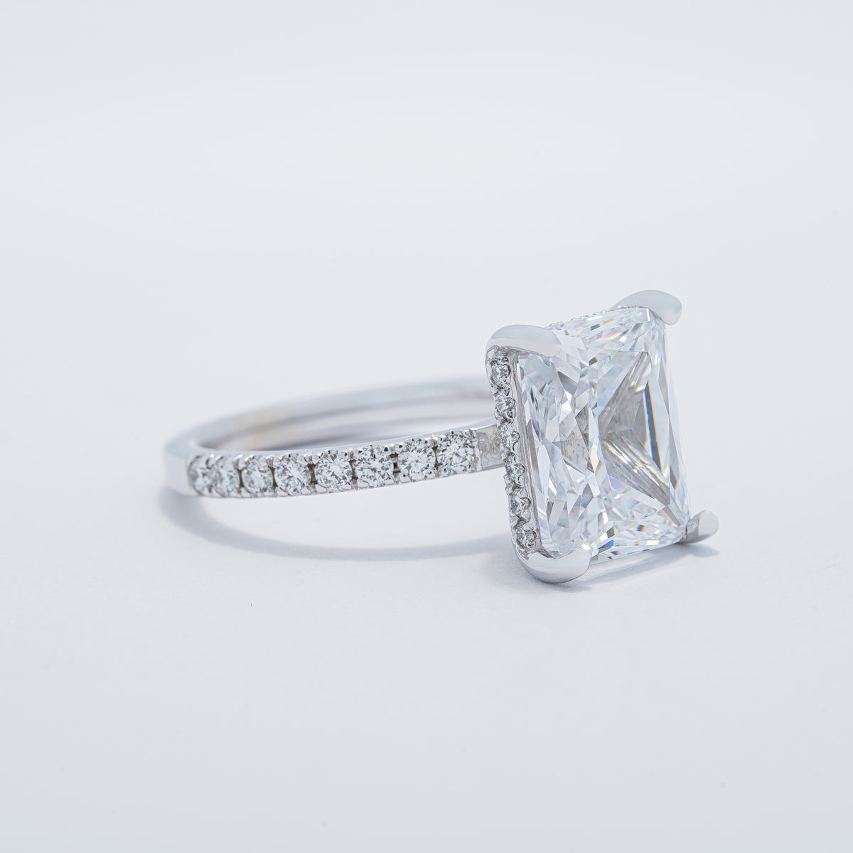 Radiant Hidden Halo Engagement Ring