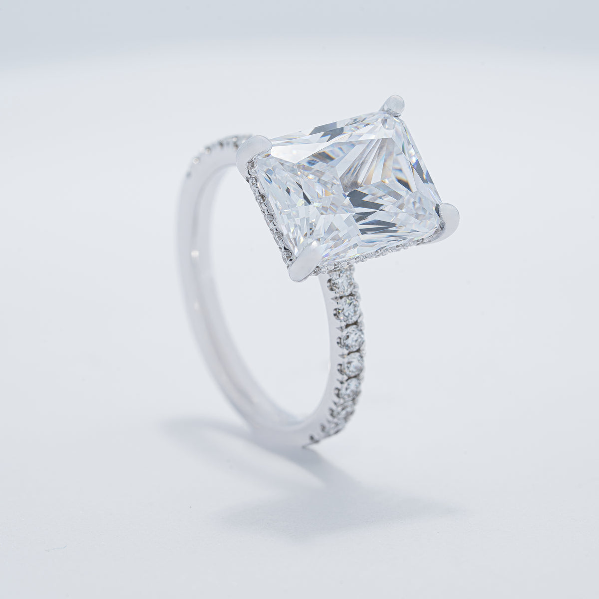 Radiant Hidden Halo Engagement Ring