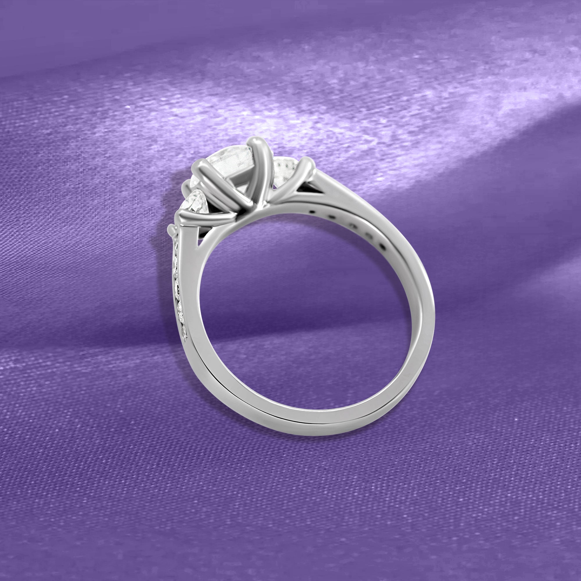 14K 3 Stone Channel Engagement Ring