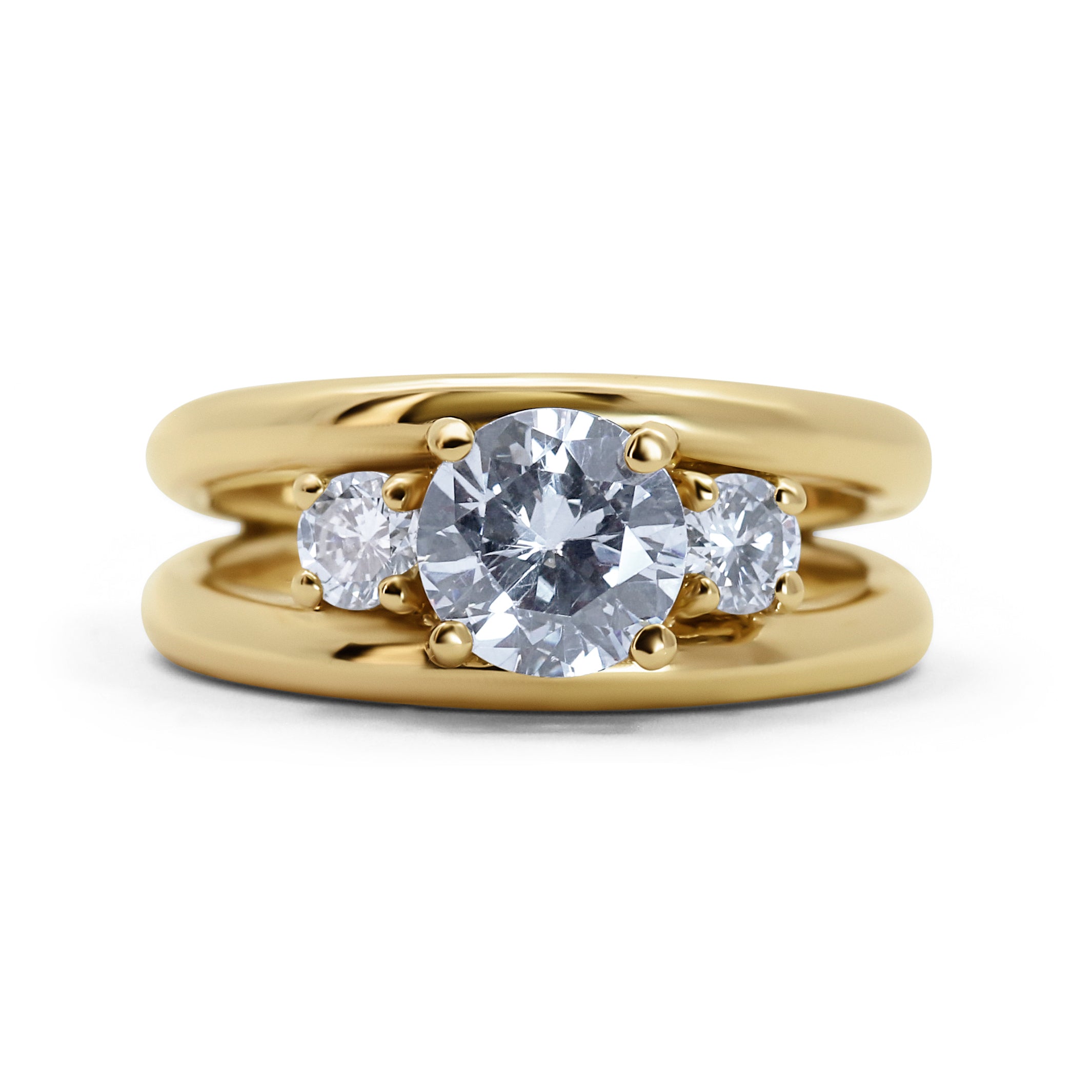 Contemporary Three Stone Engagement Ring