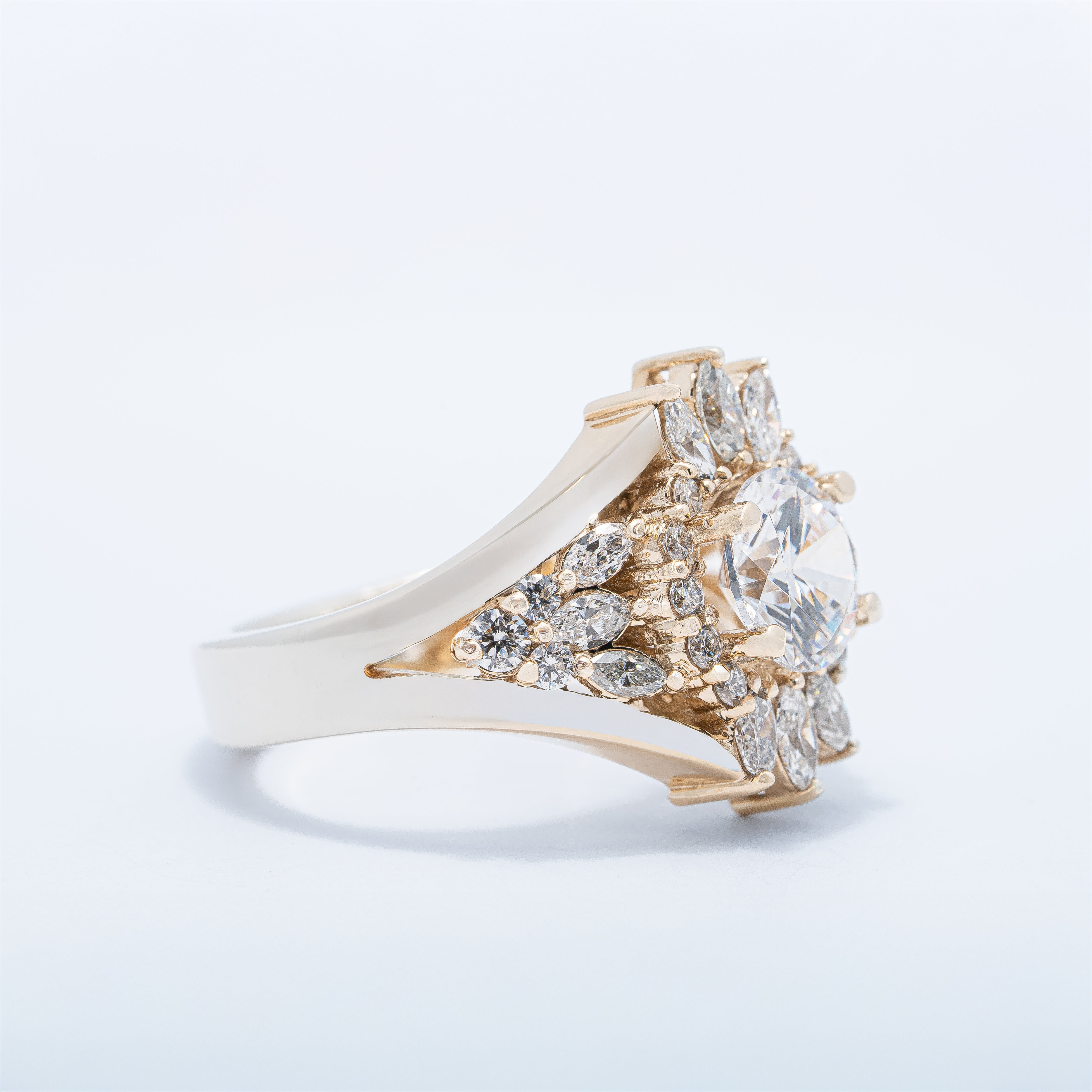 Vintage Halo Sunburst-Style Engagement Ring