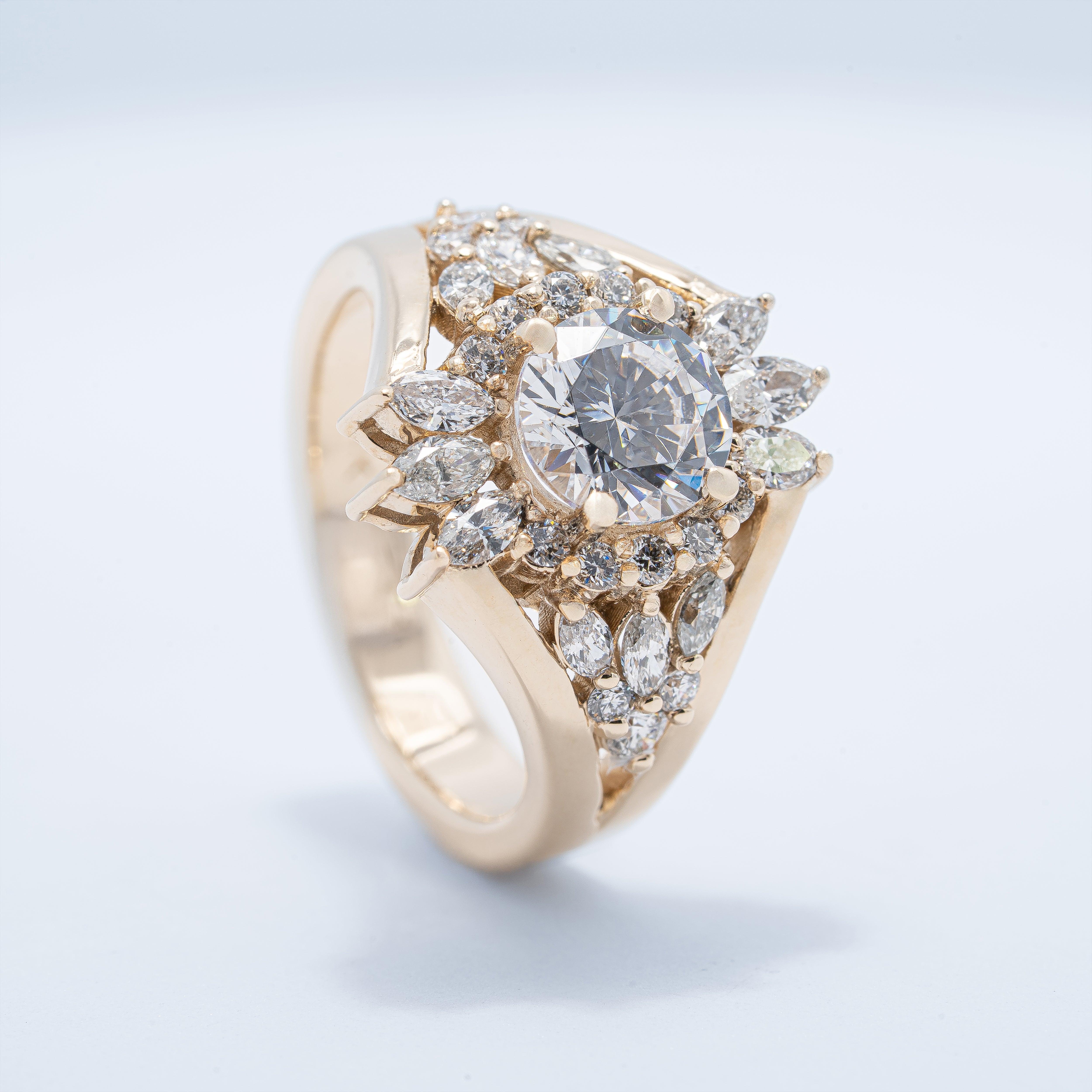 Vintage Halo Sunburst-Style Engagement Ring