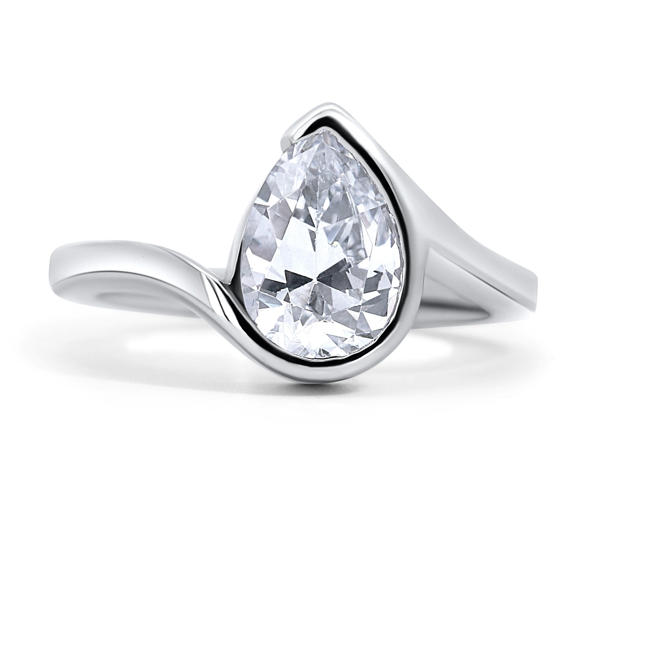 Pear Shape Bypass Engagement Ring