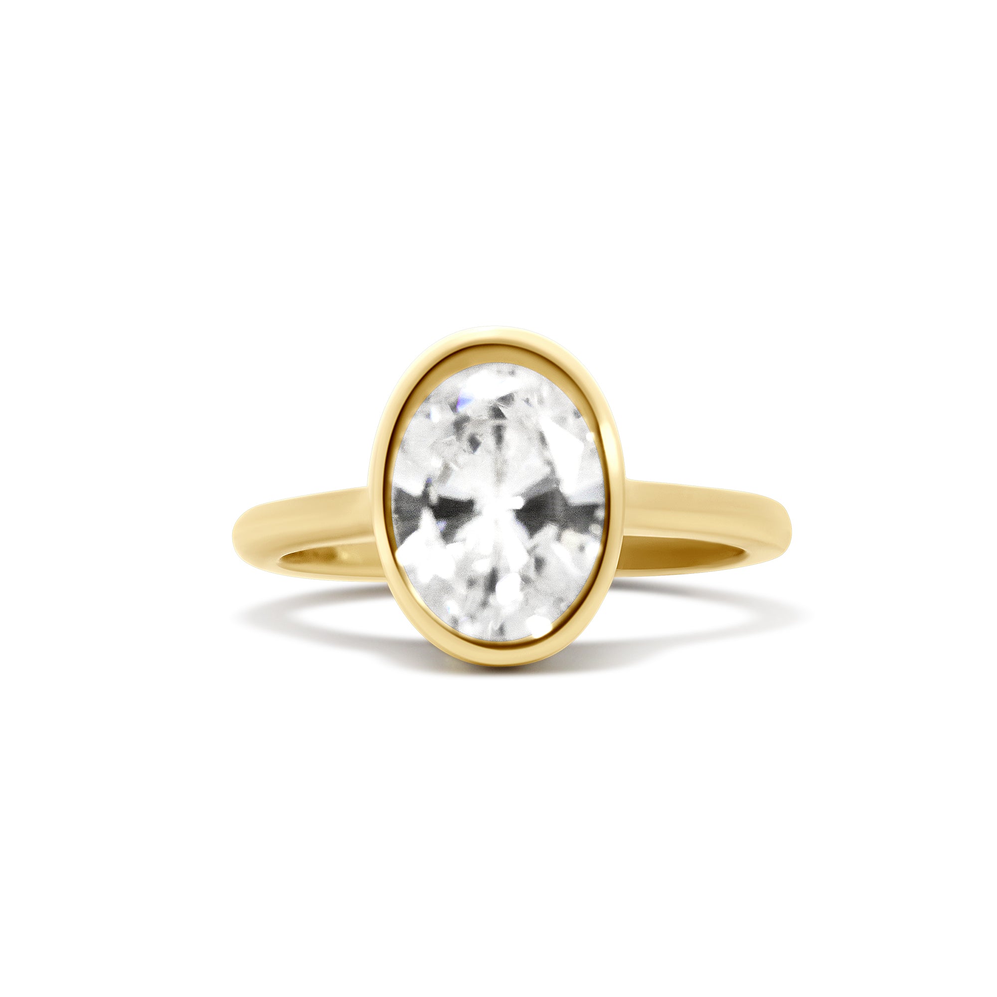 14K Oval Bezel Solitaire Engagement Ring