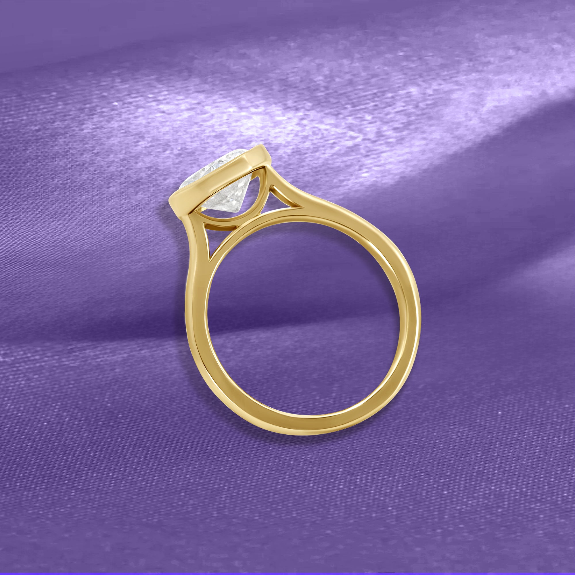 14K Oval Bezel Solitaire Engagement Ring