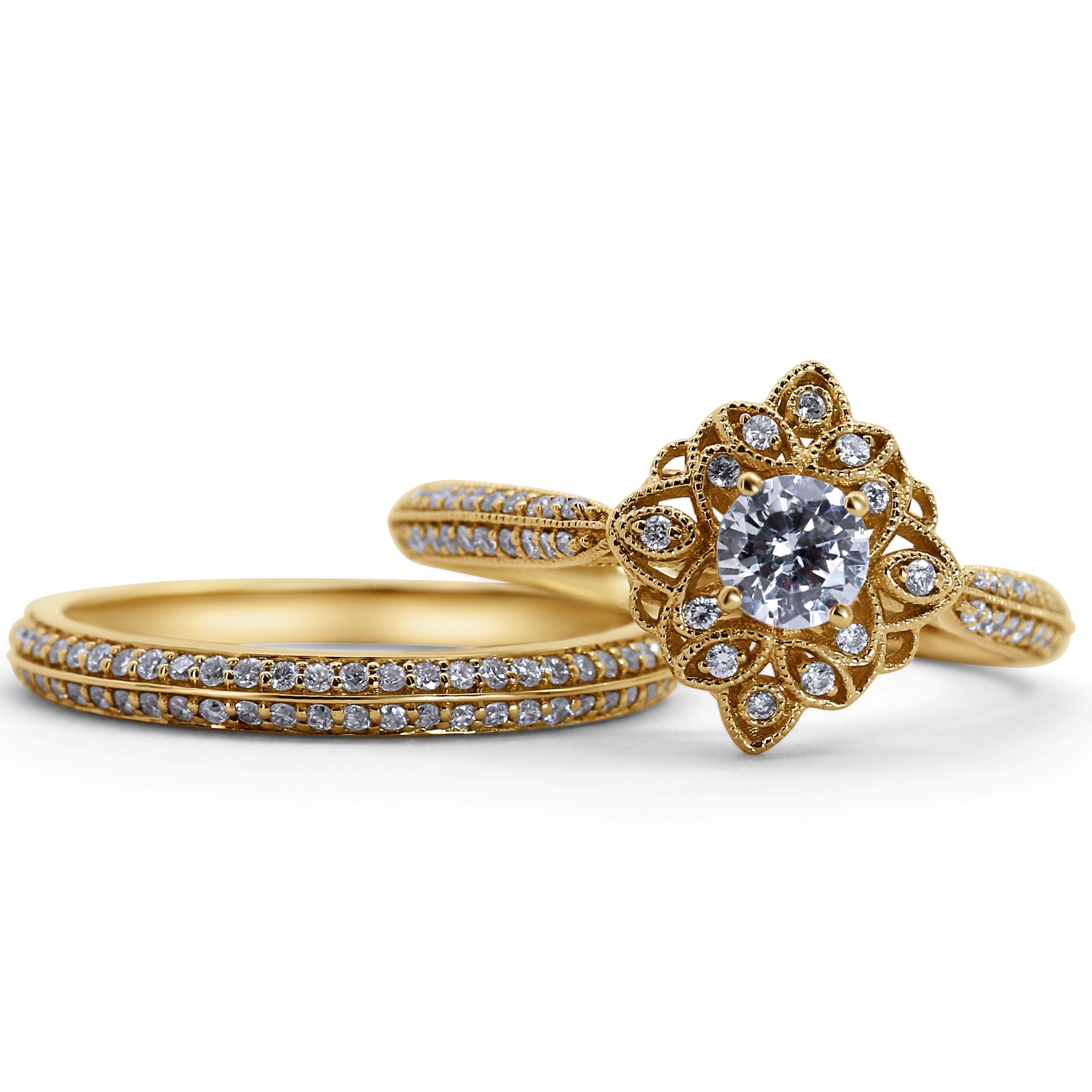 Vintage Flower Halo Wedding Set