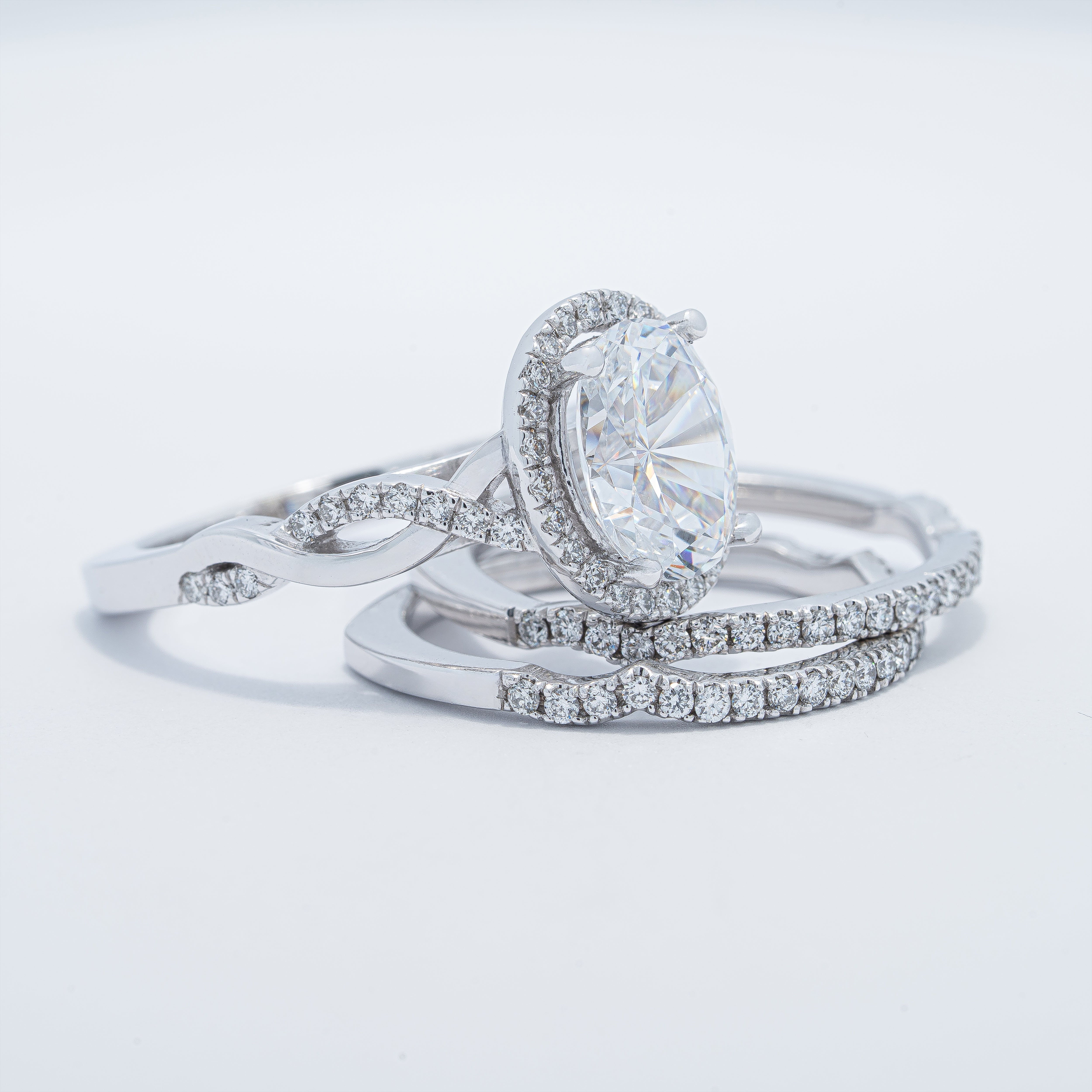 Three Piece Halo Wedding Set