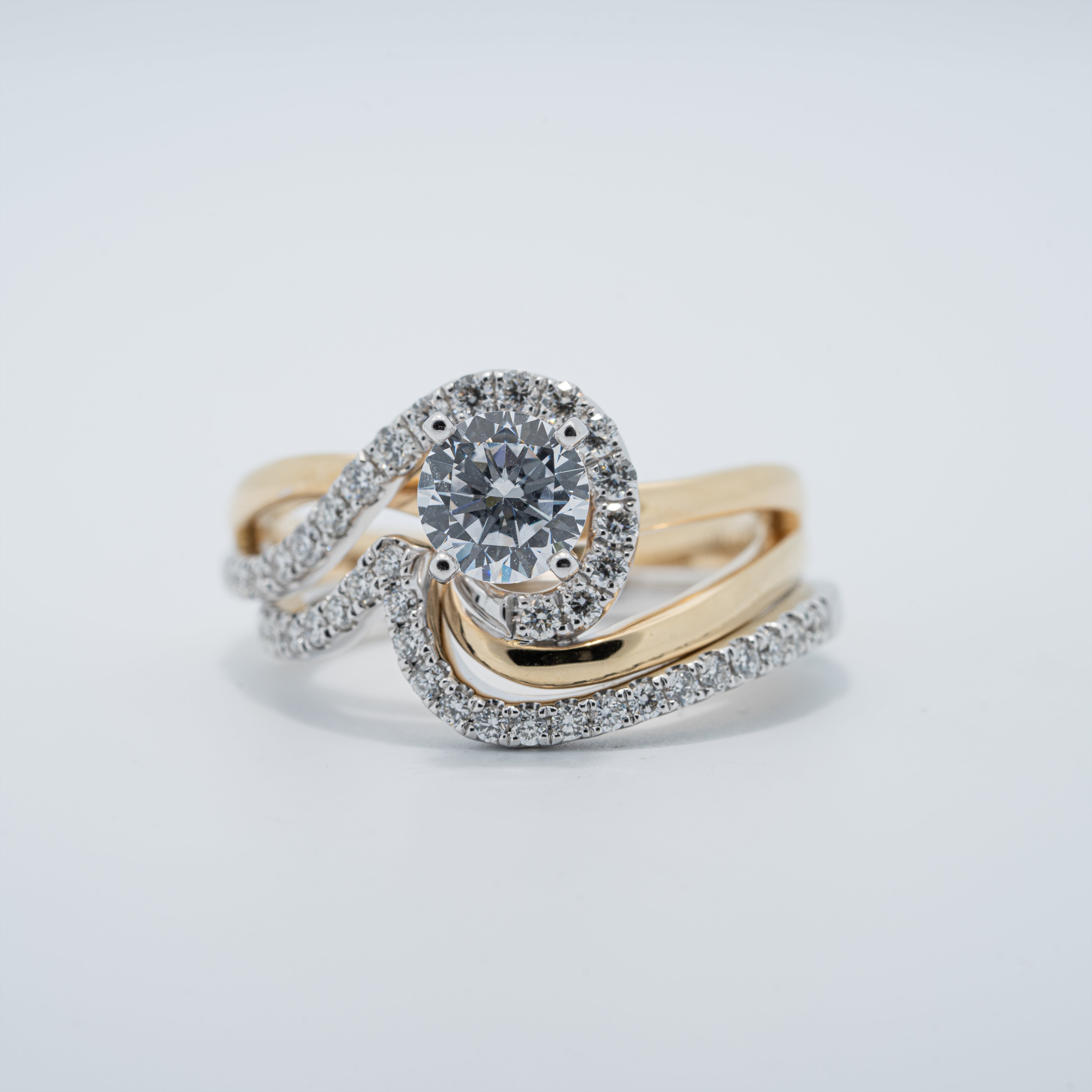 Free Form Swirl Two-Tone Wedding Set