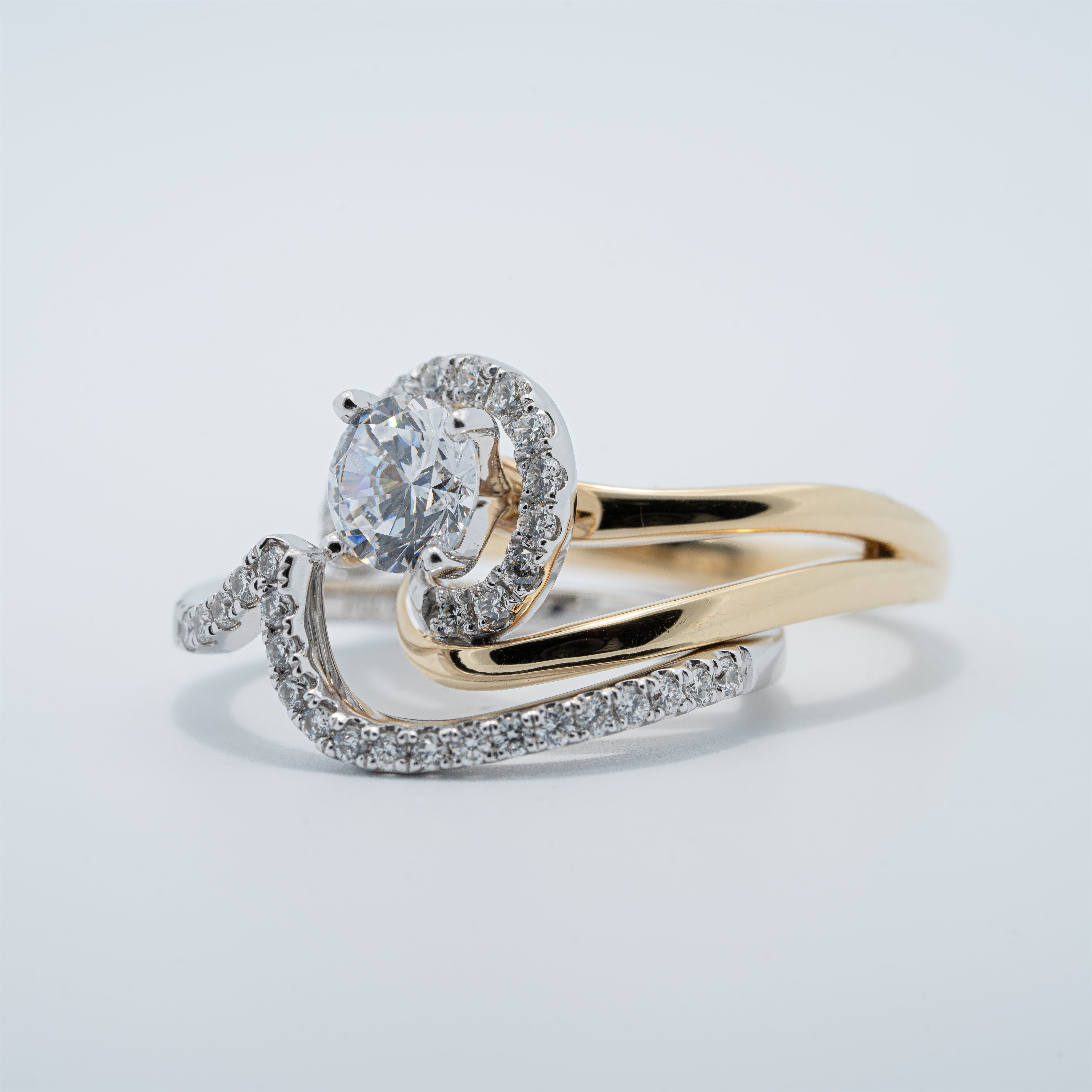 Free Form Swirl Two-Tone Wedding Set