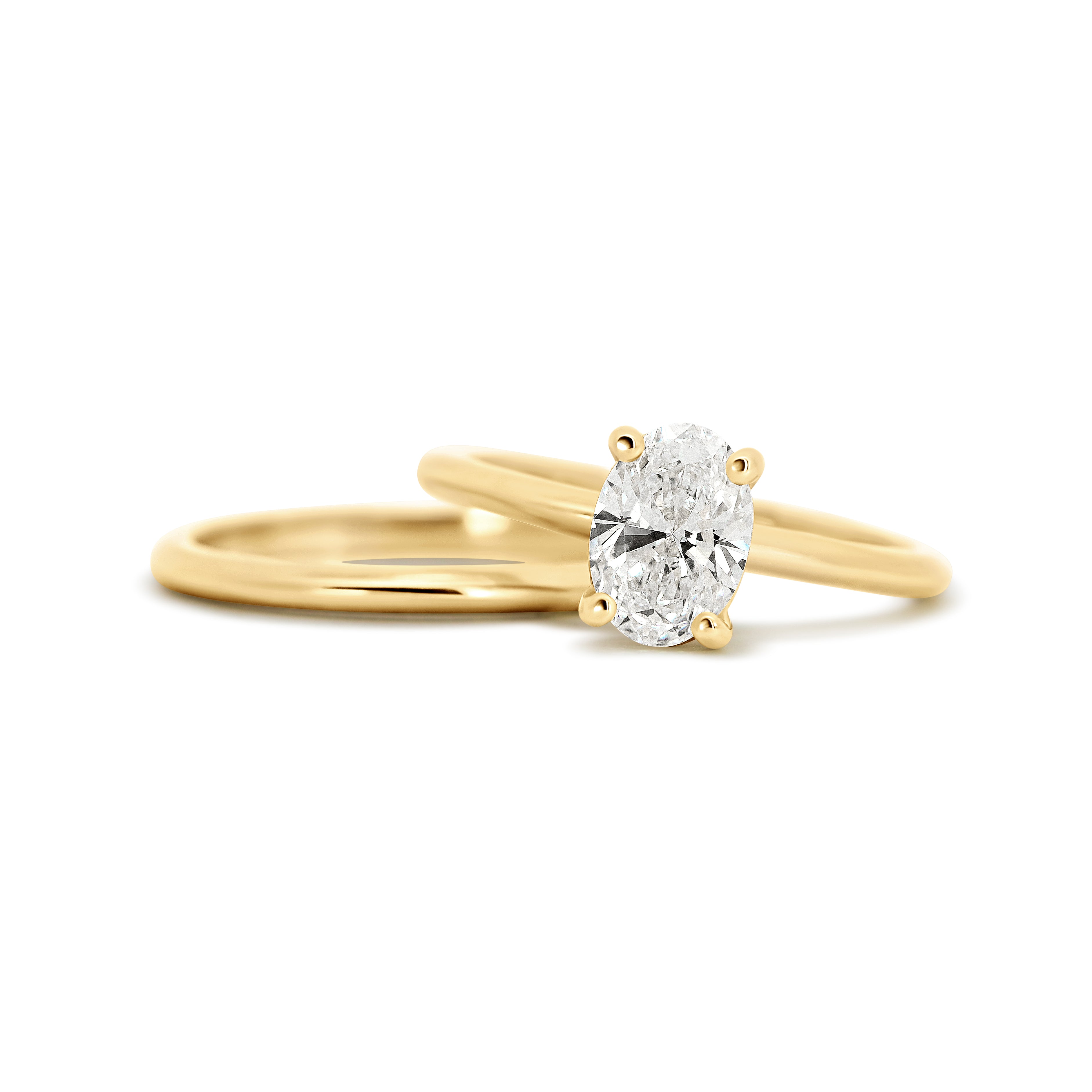 14K Oval Cut 1.05CT Lab Grown Diamond Solitaire Wedding Set