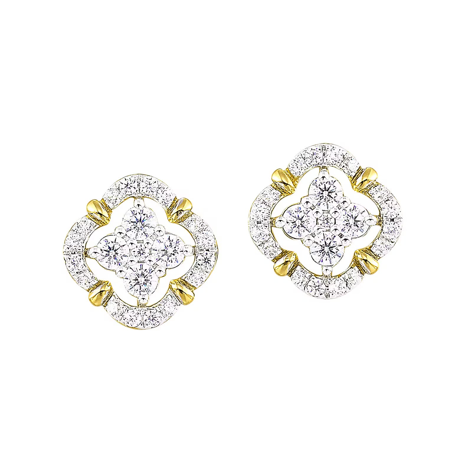 14K Yellow Gold Cluster Diamond Fashion Earrings – 0.50 CTW