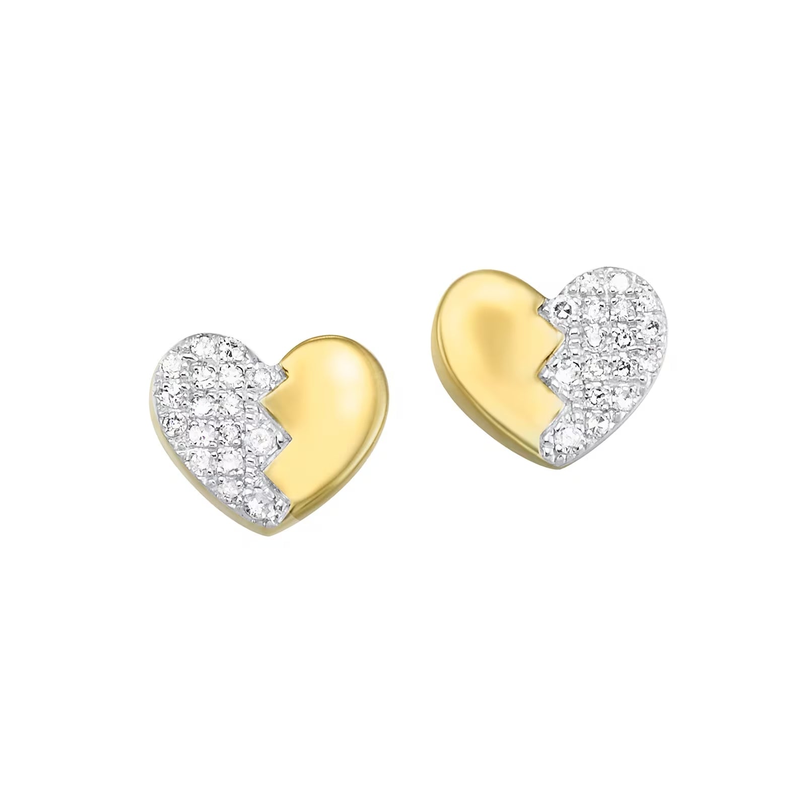 10K Yellow Gold Heart Earrings with 0.13 CTW Natural Pavé Diamonds