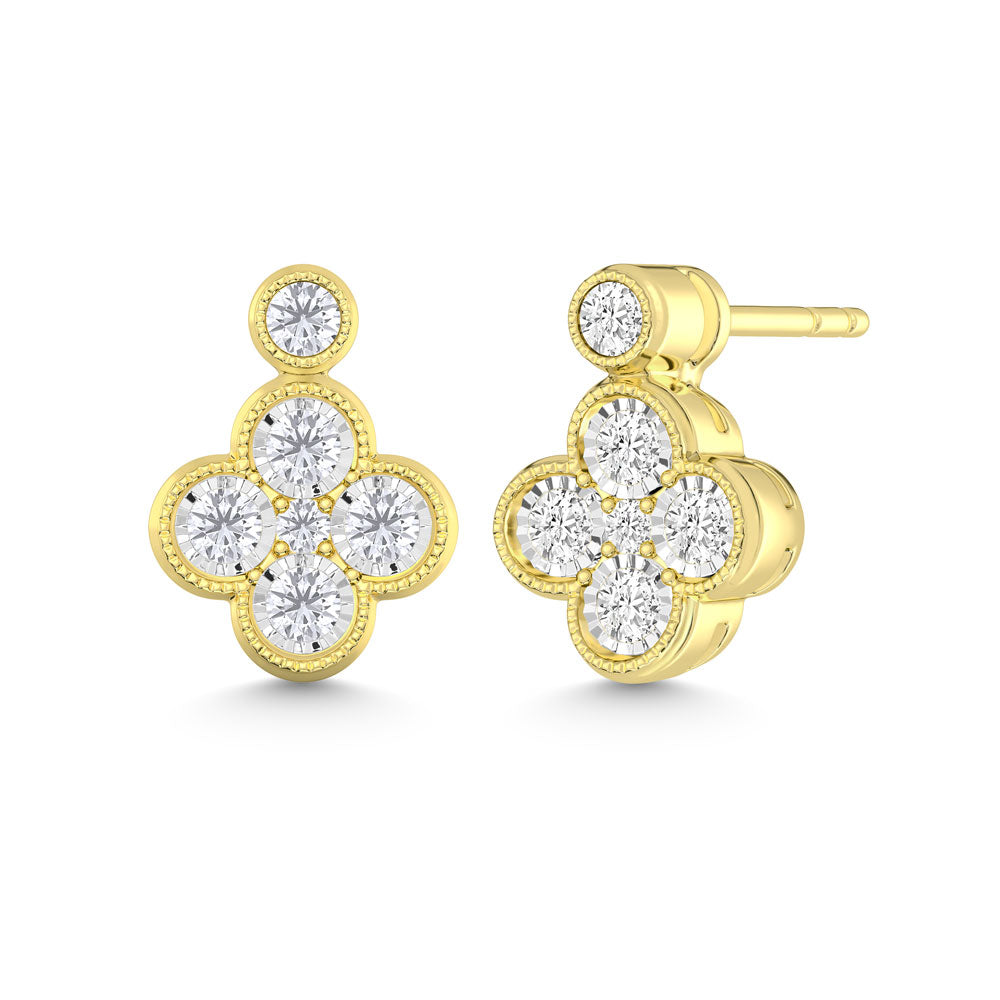 10K Yellow Gold Floral-Inspired Lab-Grown Diamond Earrings