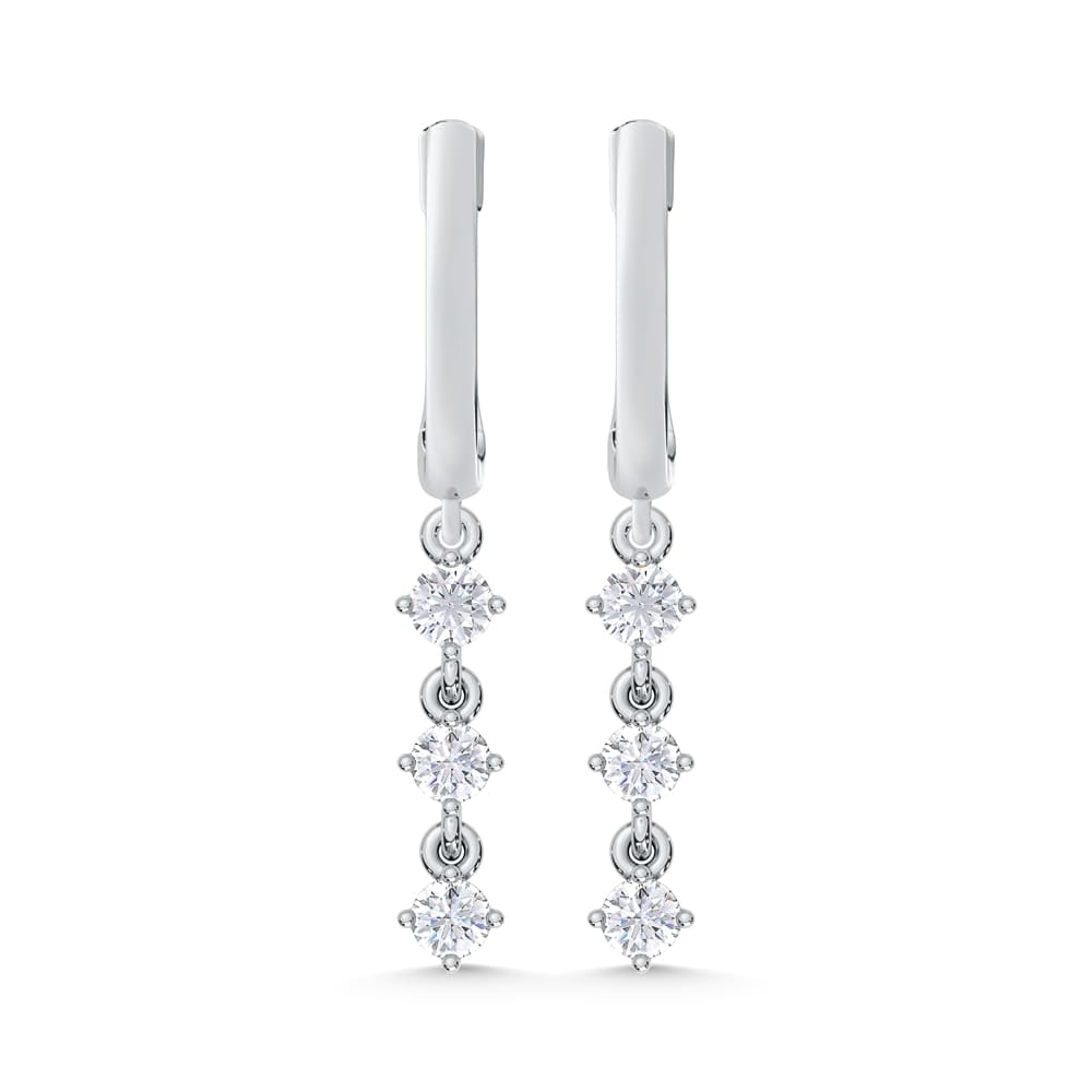 10K 0.33DTW Lab Diamond Dangle Hoop Earrings