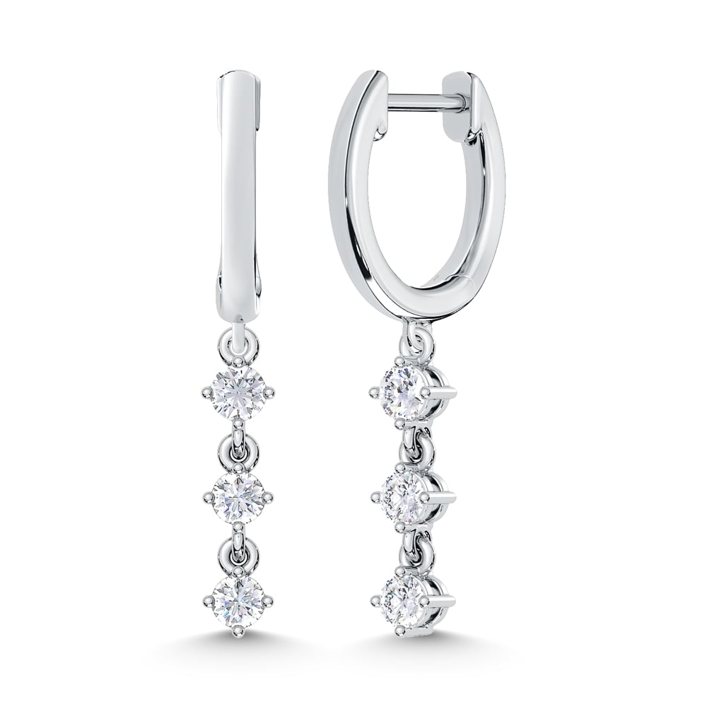 10K 0.33DTW Lab Diamond Dangle Hoop Earrings