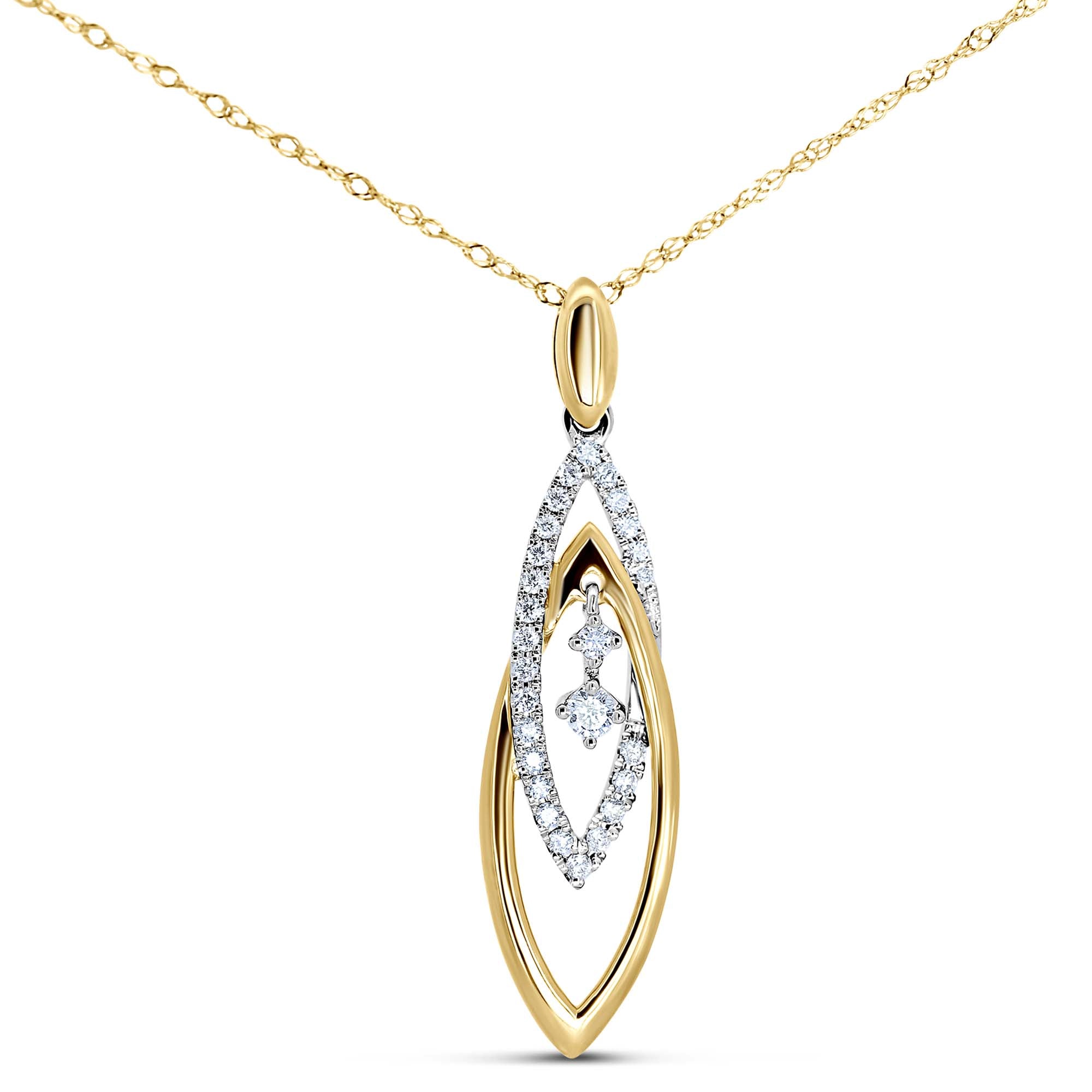 14 Karat White & Yellow Gold Interlocking Diamond Necklace | 0.17 CTW