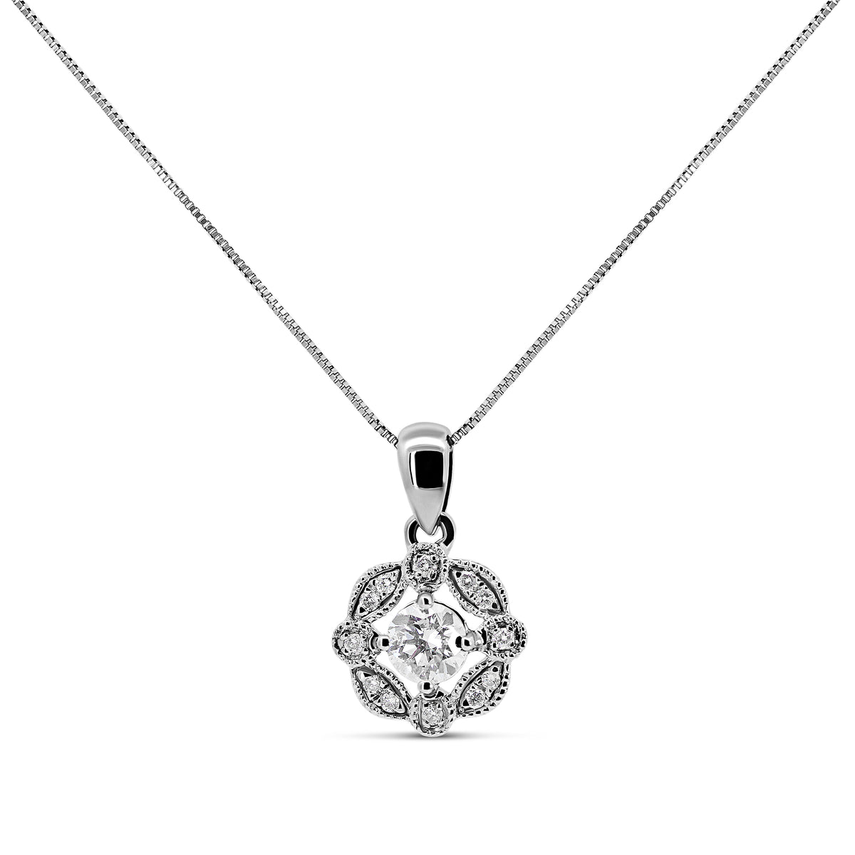 14K White Gold Vintage Diamond Necklace | 0.30 CTW Diamonds