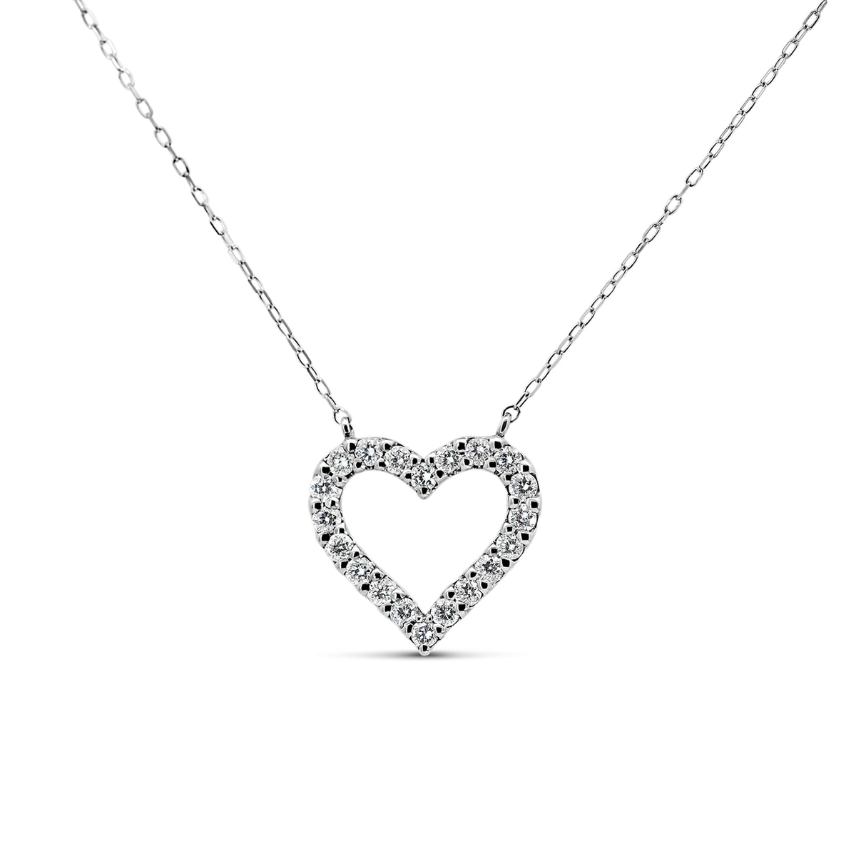 18K White Gold Diamond Heart Necklace | 0.20 CTW Diamonds