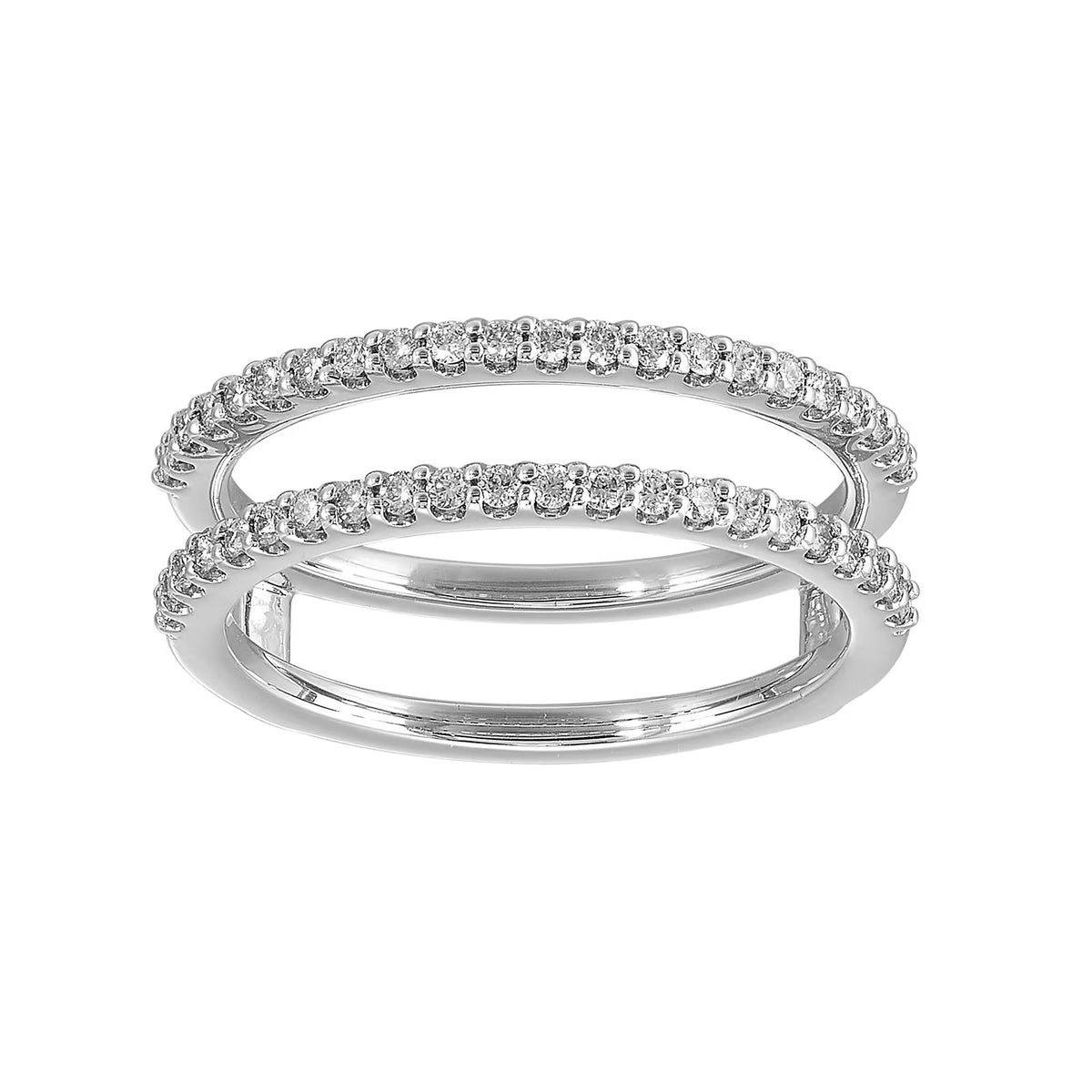 14K White Gold Ring Guard with 0.35 Carats Natural Diamonds