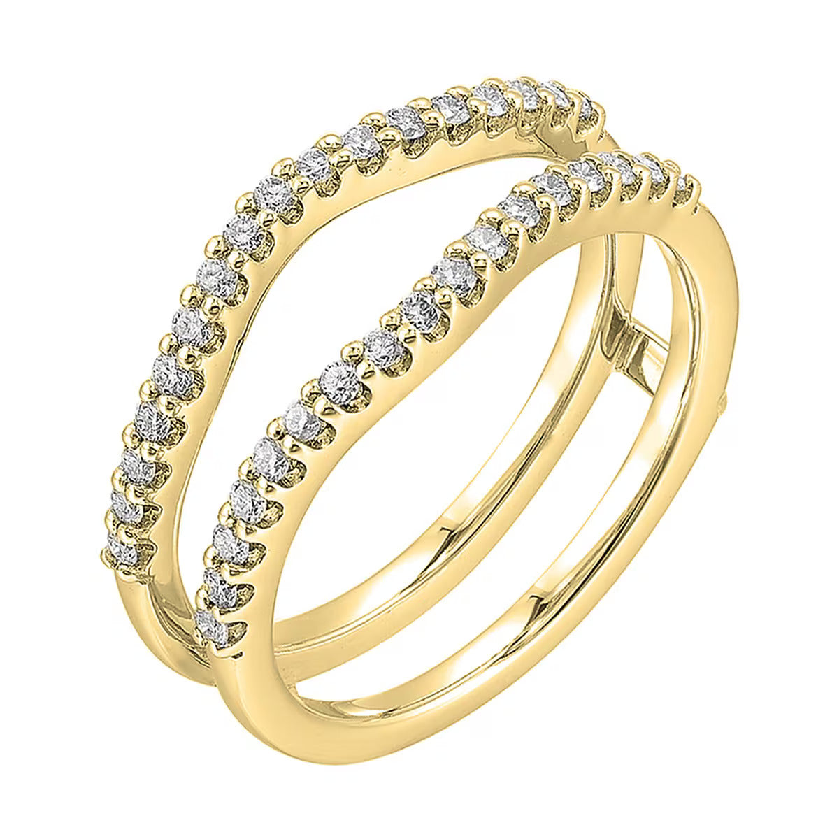 14K Yellow Gold Curved Diamond Ring Guard – 0.33 CTW